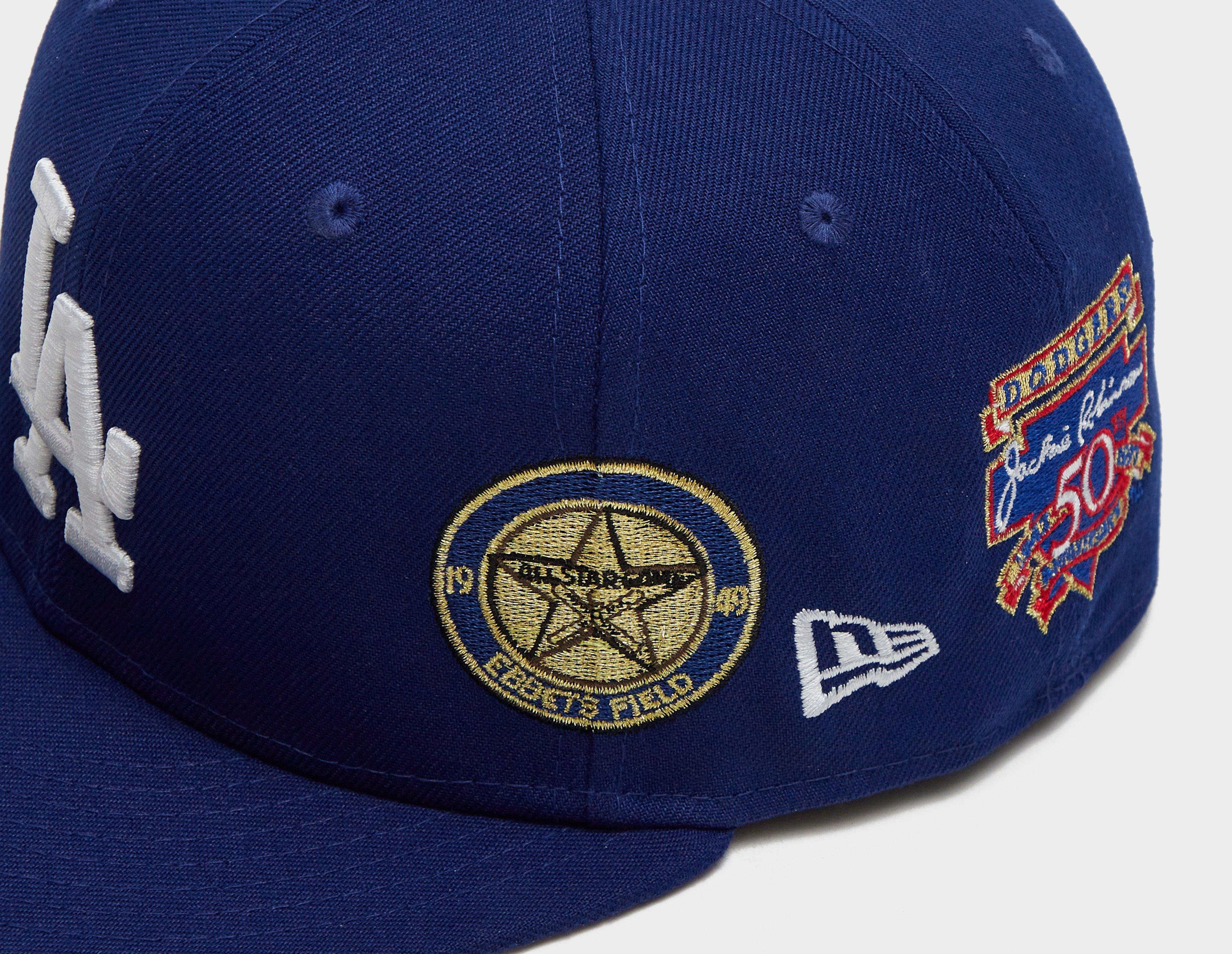 New Era L.A Dodgers Blue Fitted Hat MLB World Series Champion History cap  w/Pin