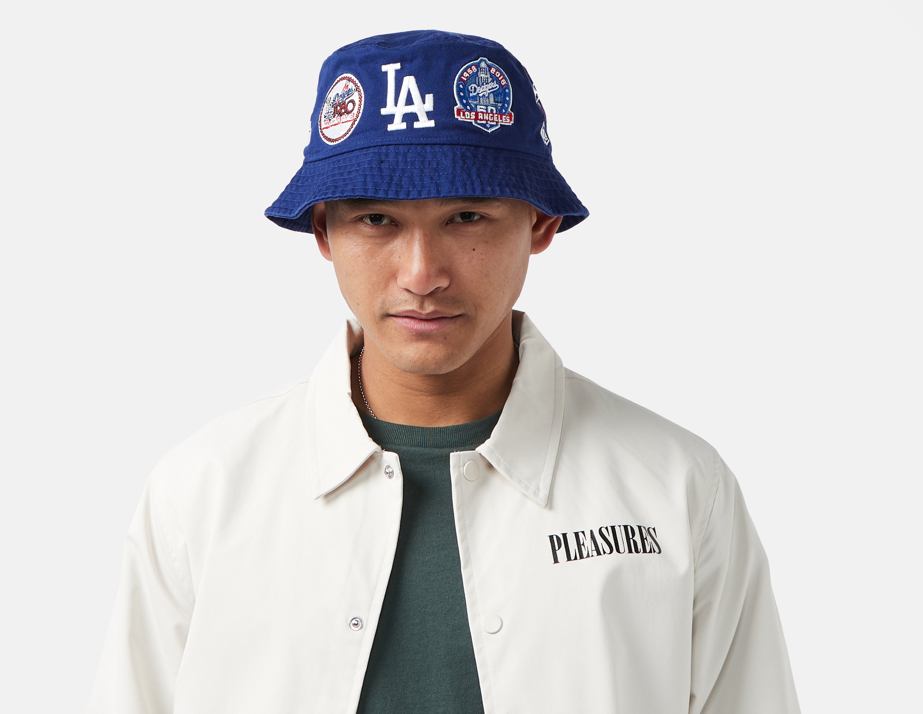 Blue New Era LA Dodgers Cooperstown Patch Bucket Hat