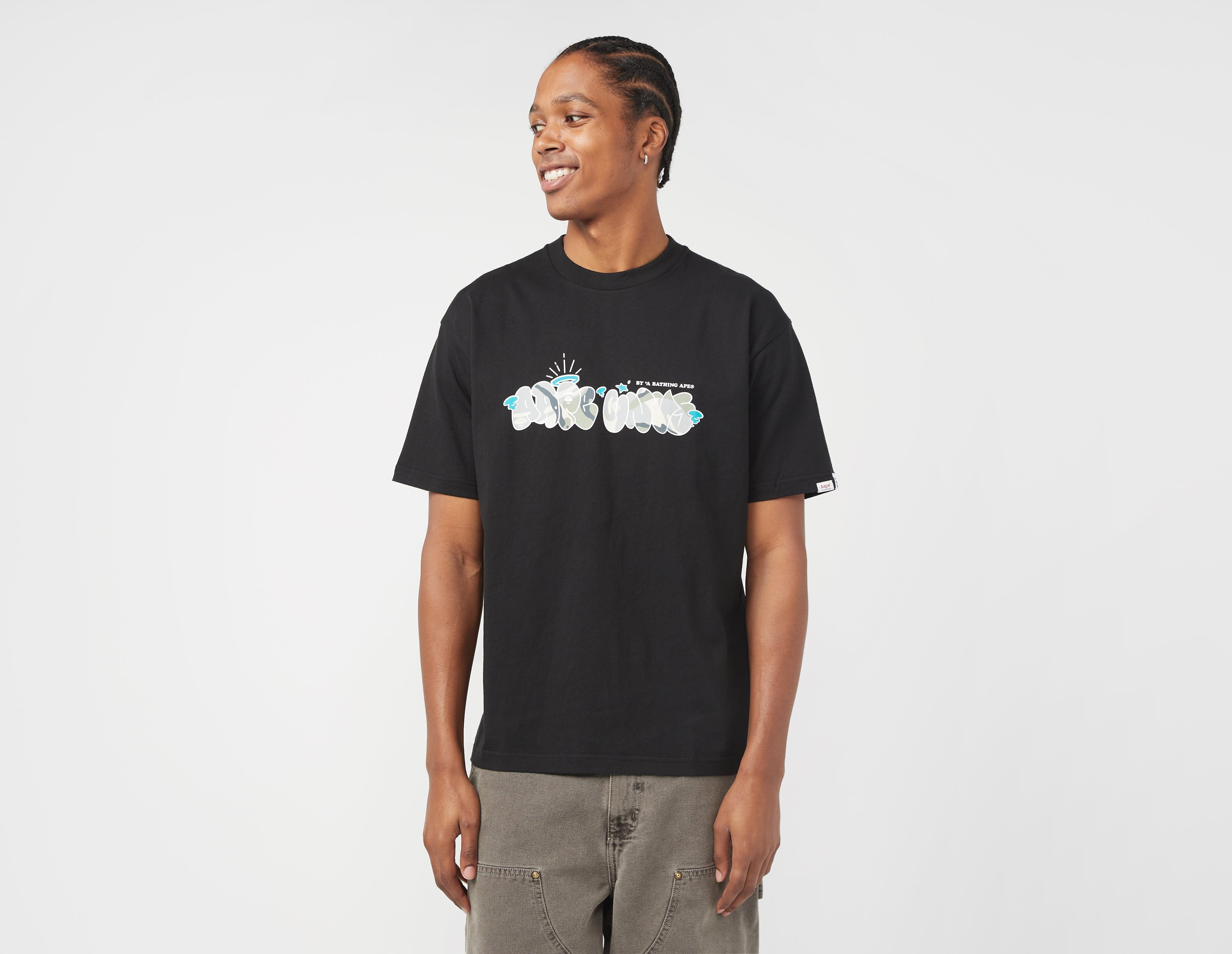 aape by a bathing ape logo stamp t-shirt, black