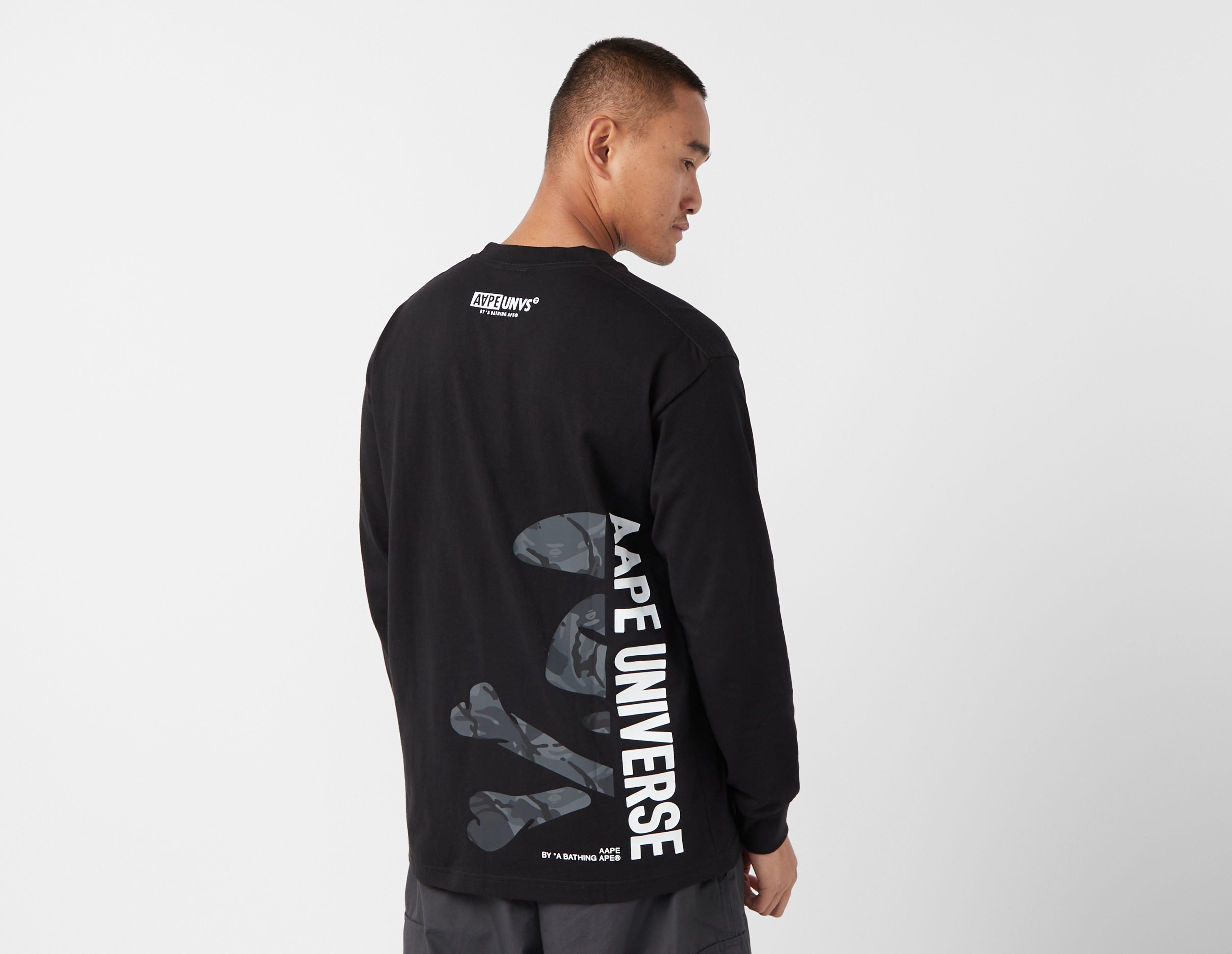 Black AAPE By A Bathing Ape Universe Bones Long Sleeve T Shirt size