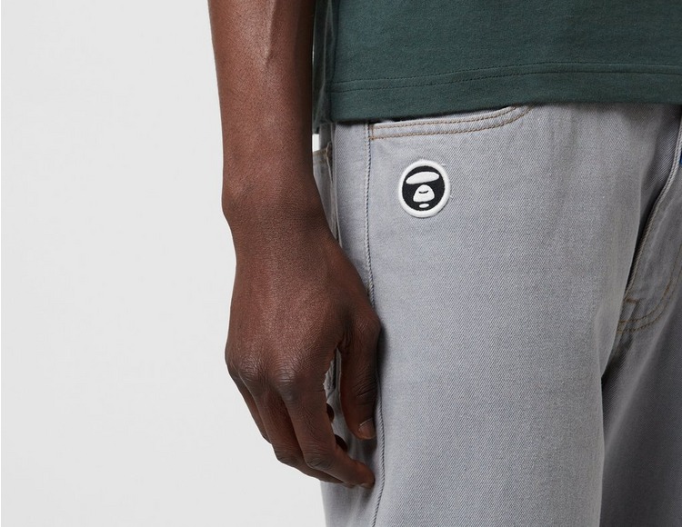 Grey AAPE By A Bathing Ape Denim Logo Jeans | Healthdesign