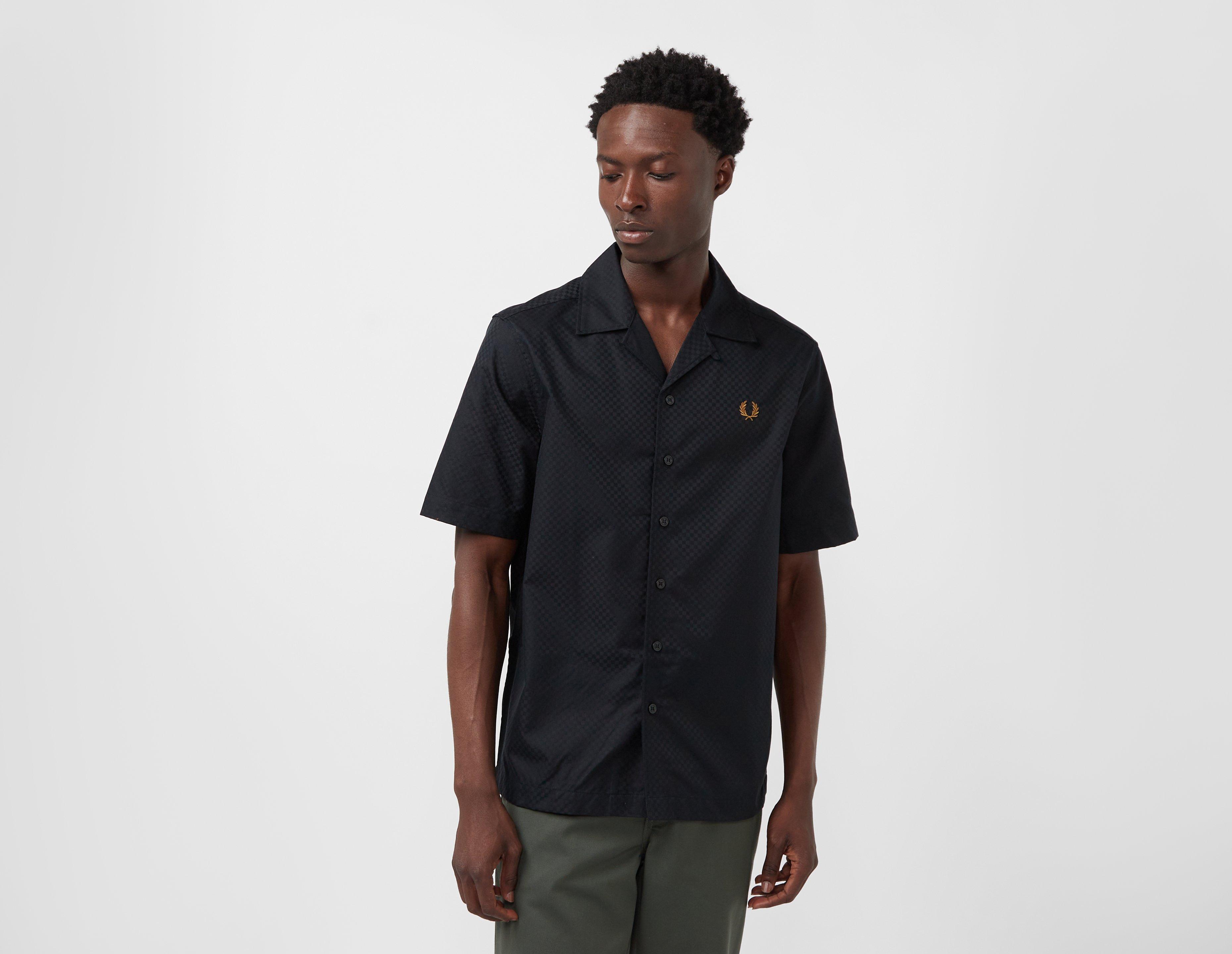 Black Fred Perry Chequerboard Revere Collar Shirt Padded