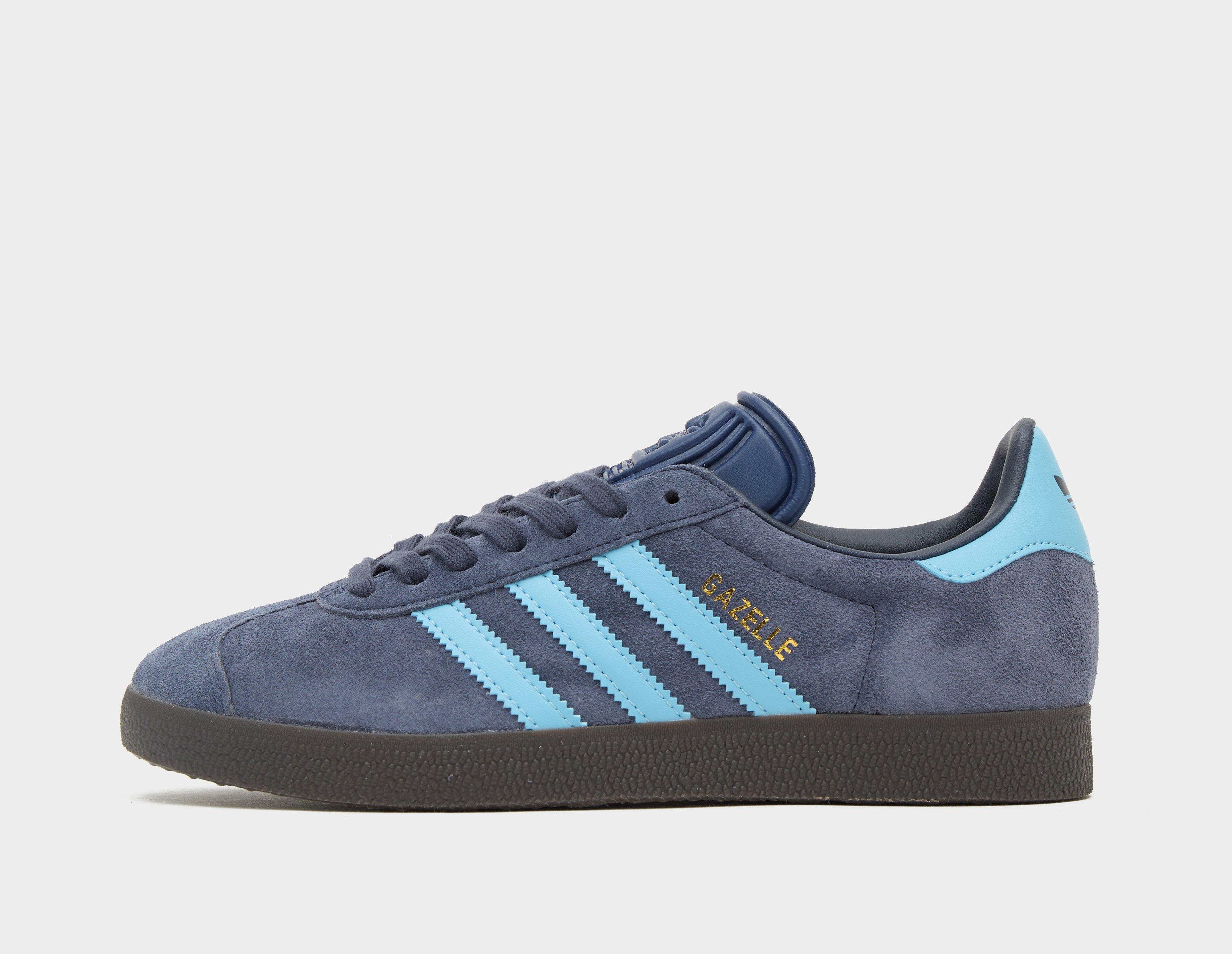 Adidas Originals Superstar Blue Suede Sneakers Mens Size 6 Gold Detail used