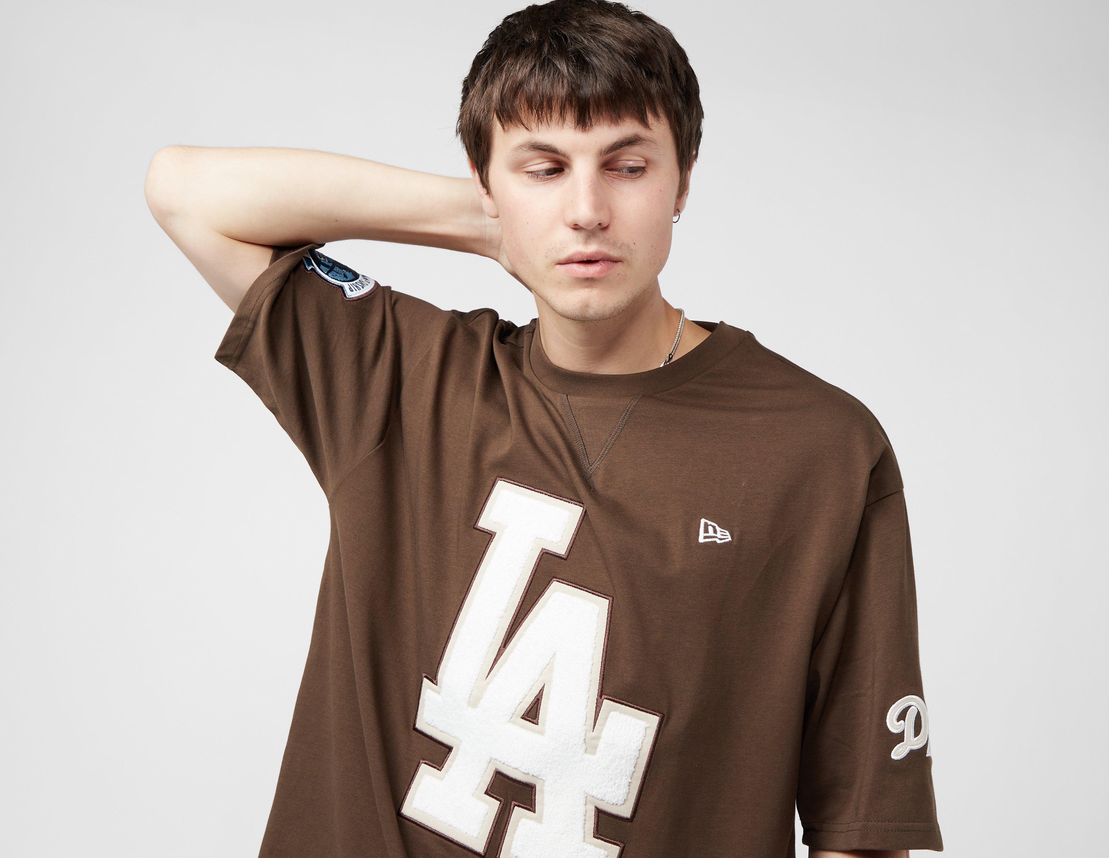 LA Dodgers World Series Patch Dark Brown Oversized T-Shirt