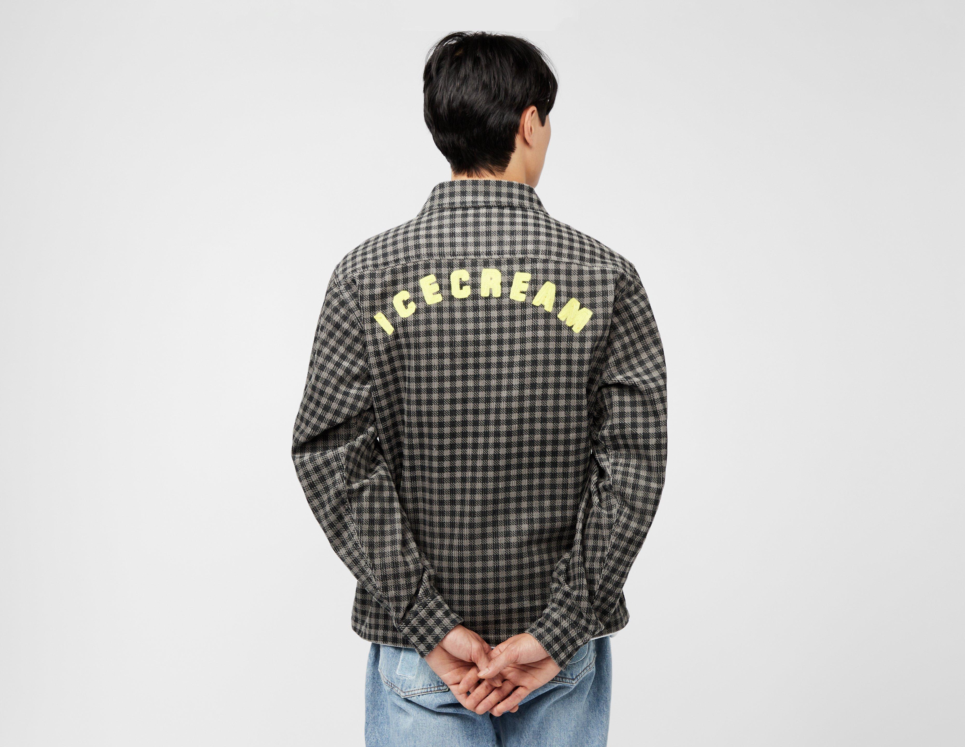 Grey ICECREAM Half Zip Check Shirt