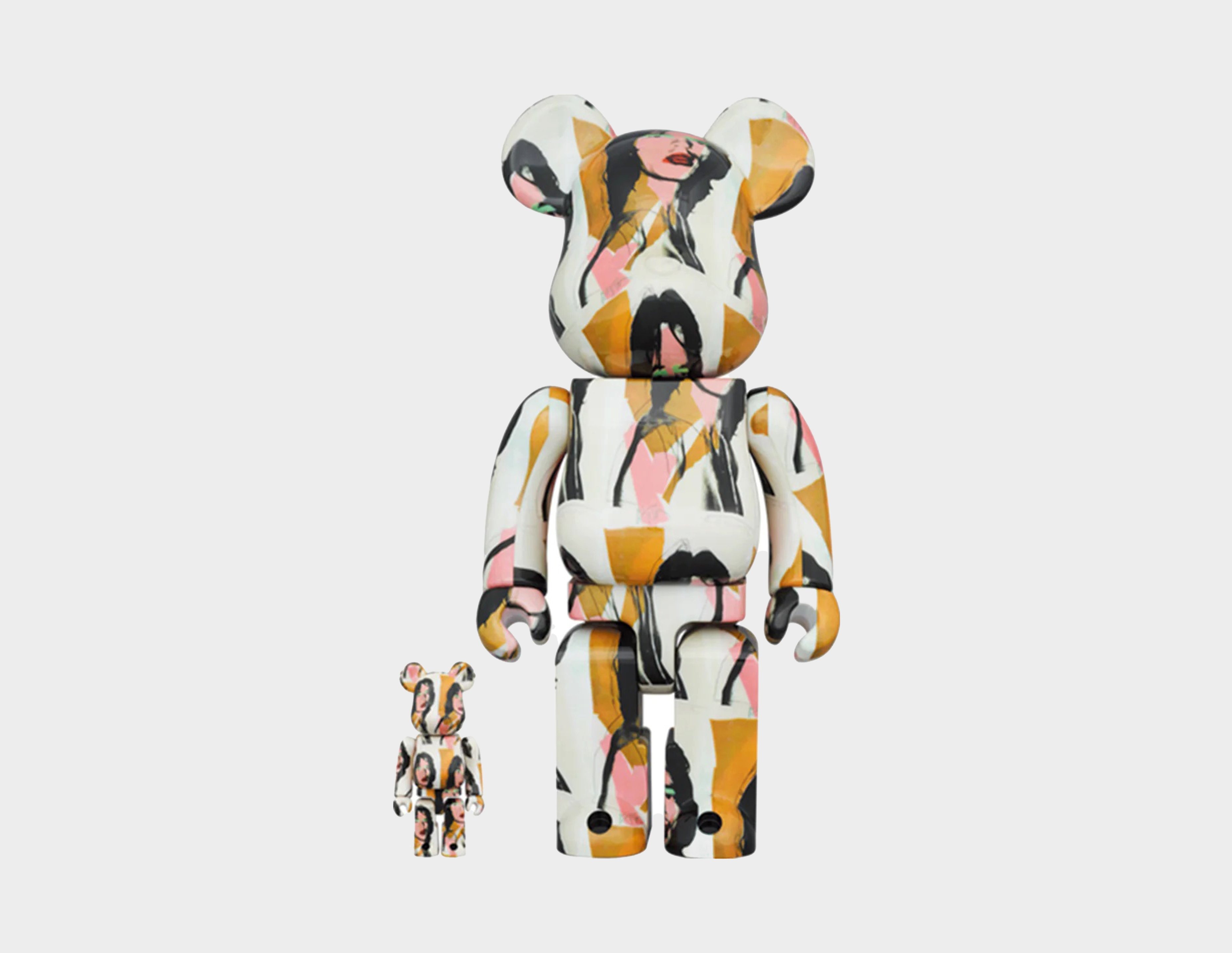 White Medicom BE@RBRICK x Andy Warhol x Mick Jagger 100% & 400