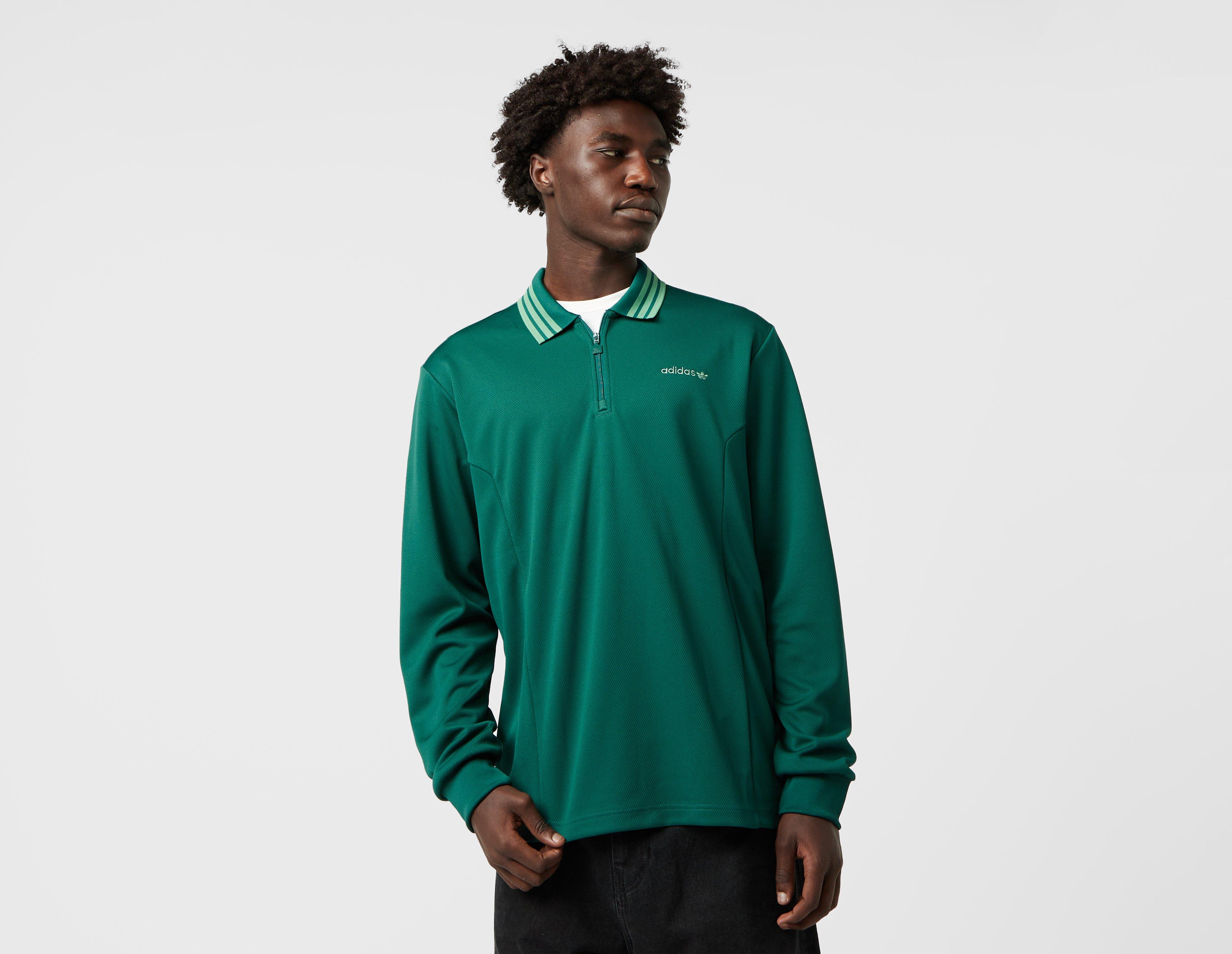 Green adidas Originals Quarter Zip Long Sleeve Polo Shirt size Ireland