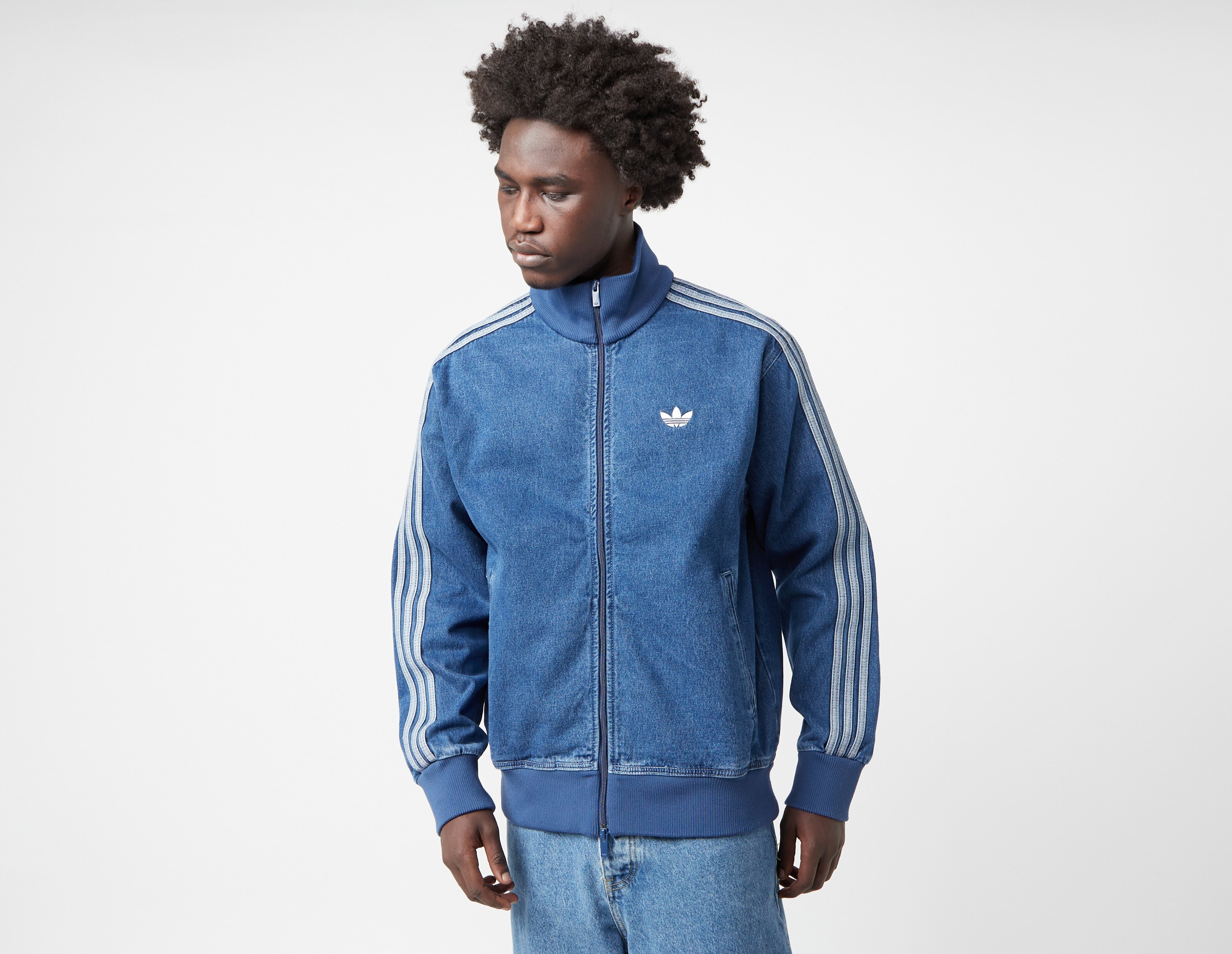 adidas Originals Denim Firebird Jacket Blue | Mainline