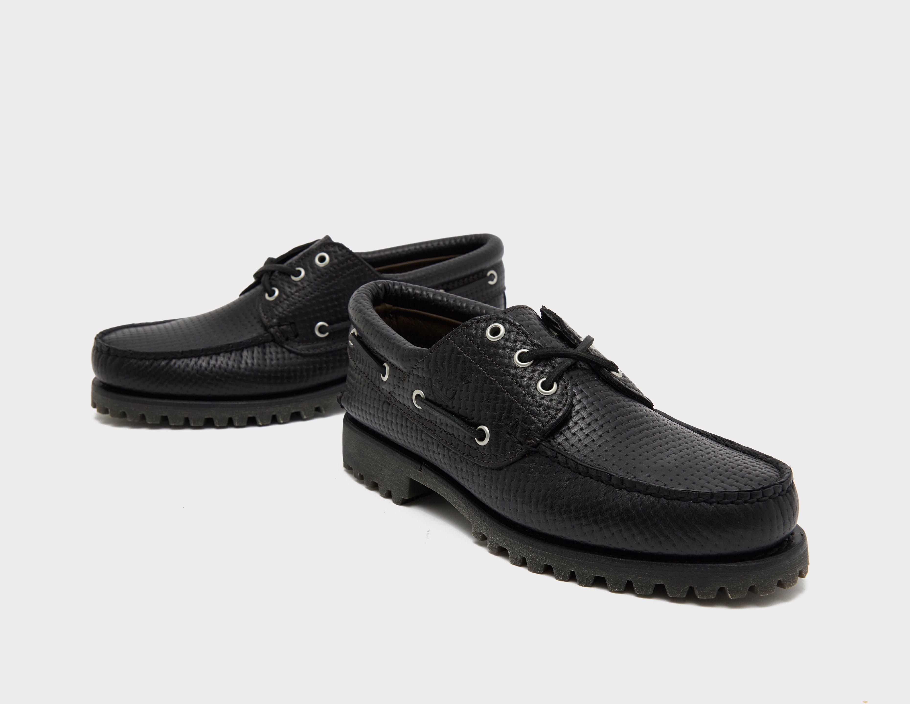 Black Timberland Authentic 3-Eye Lug Handsewn Boat Shoe | size?