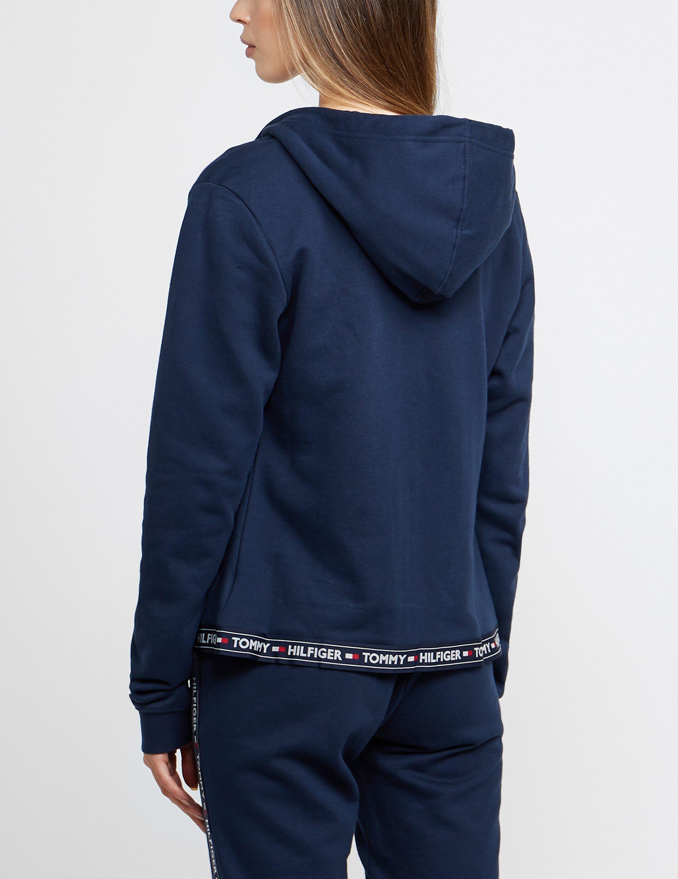 tommy hilfiger full zip tape hoodie navy