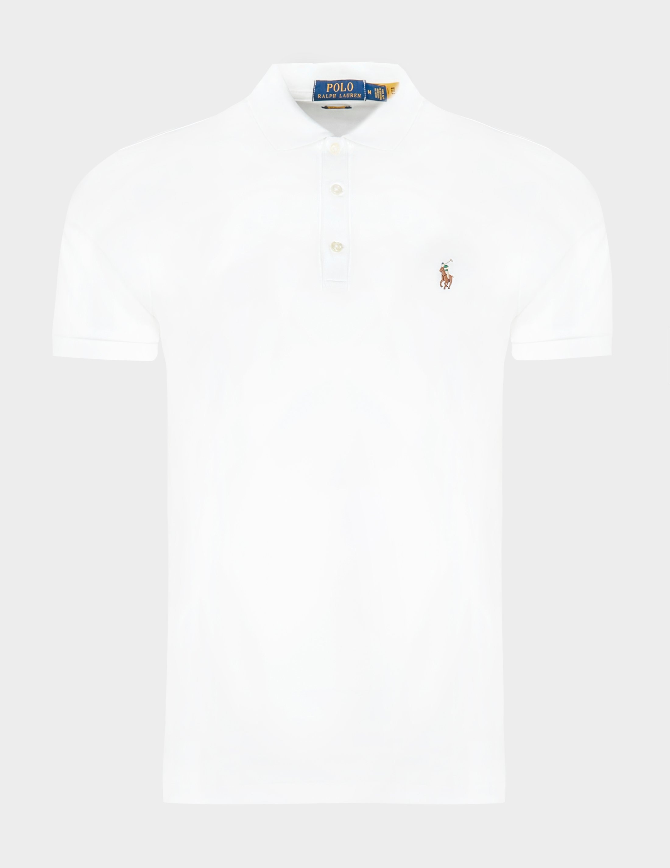 White Polo Ralph Lauren Pima Short Sleeve Polo Shirt Tessuti