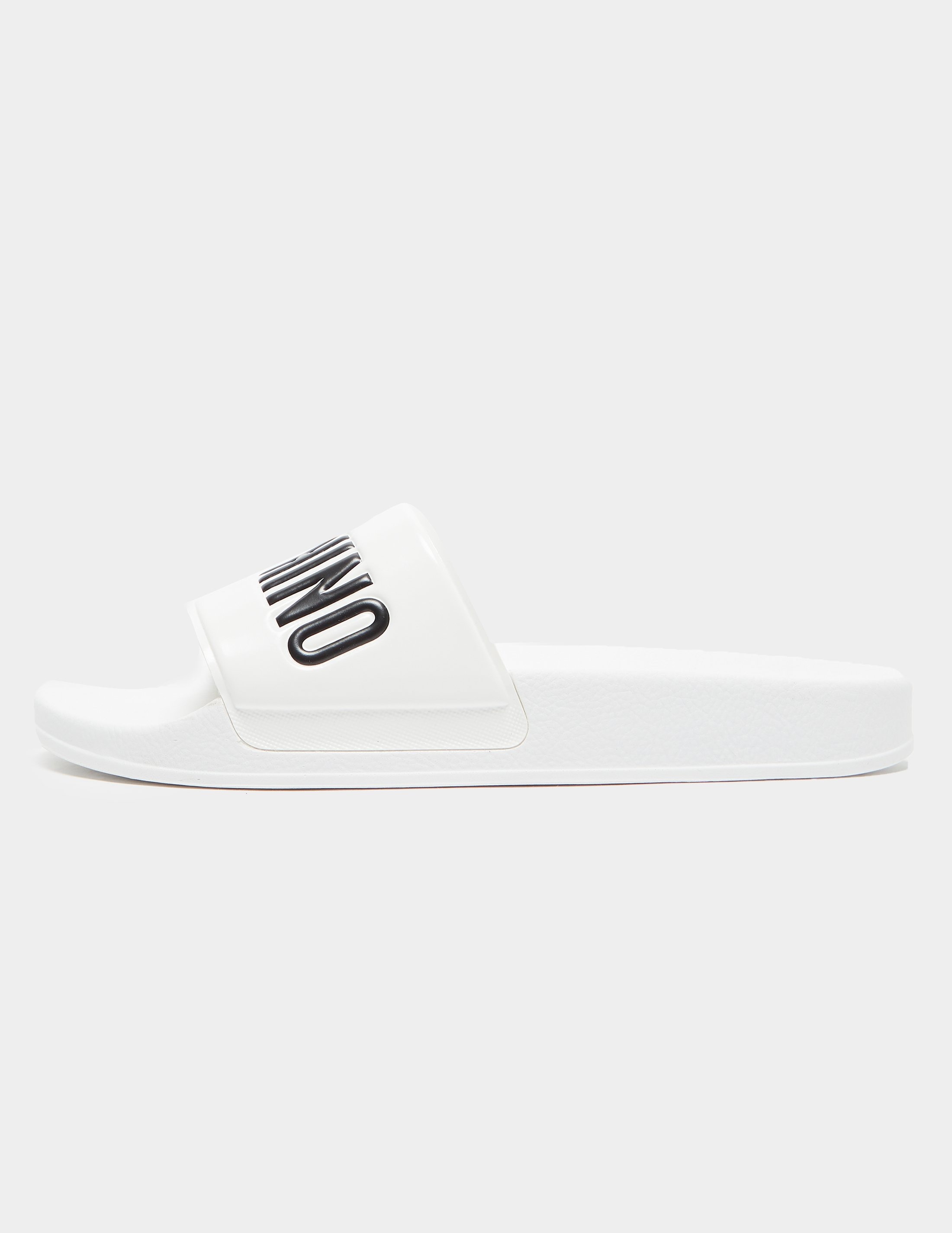 moschino logo leather slides