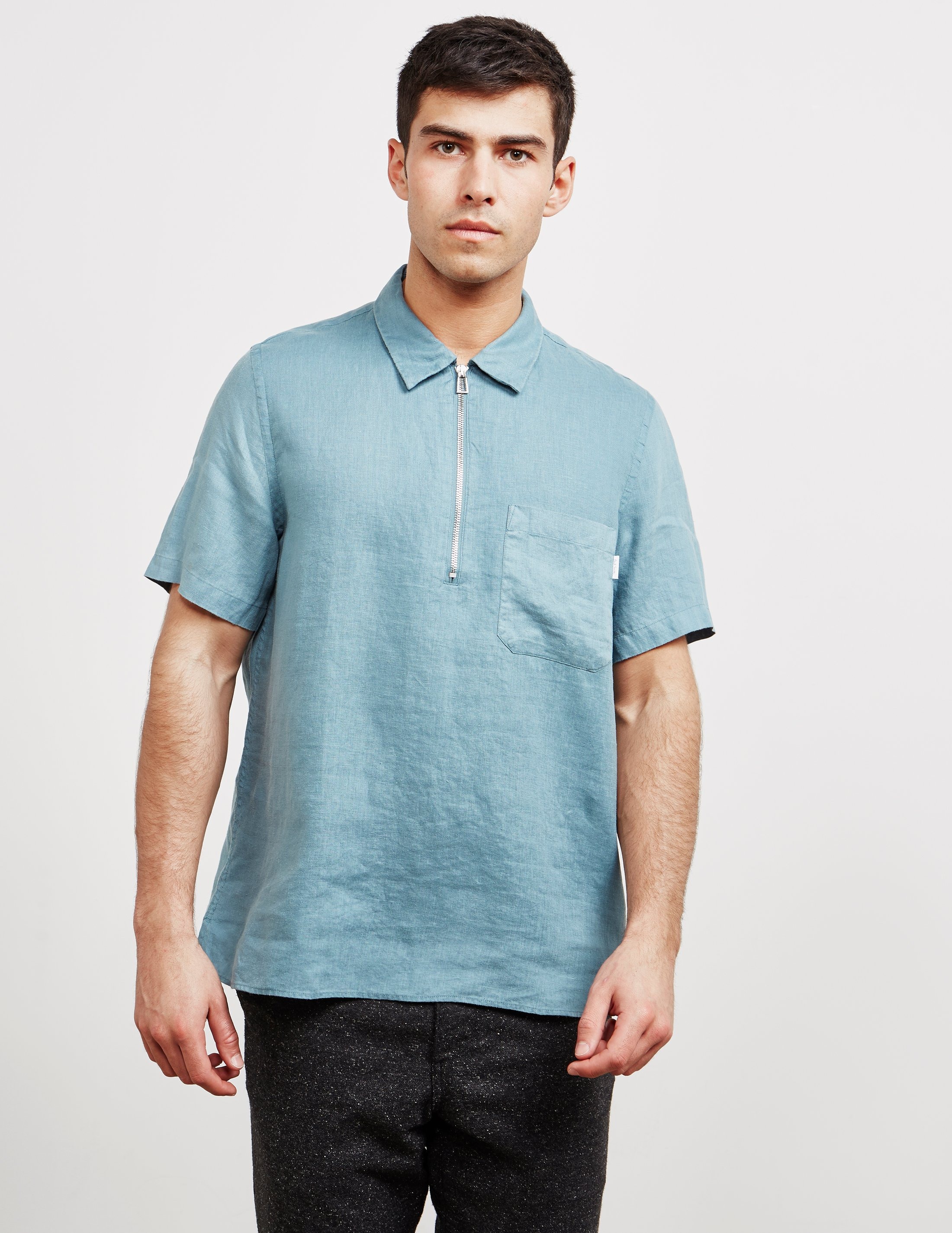 Download PS Paul Smith Linen Half Zip Short Sleeve Polo Shirt | Tessuti