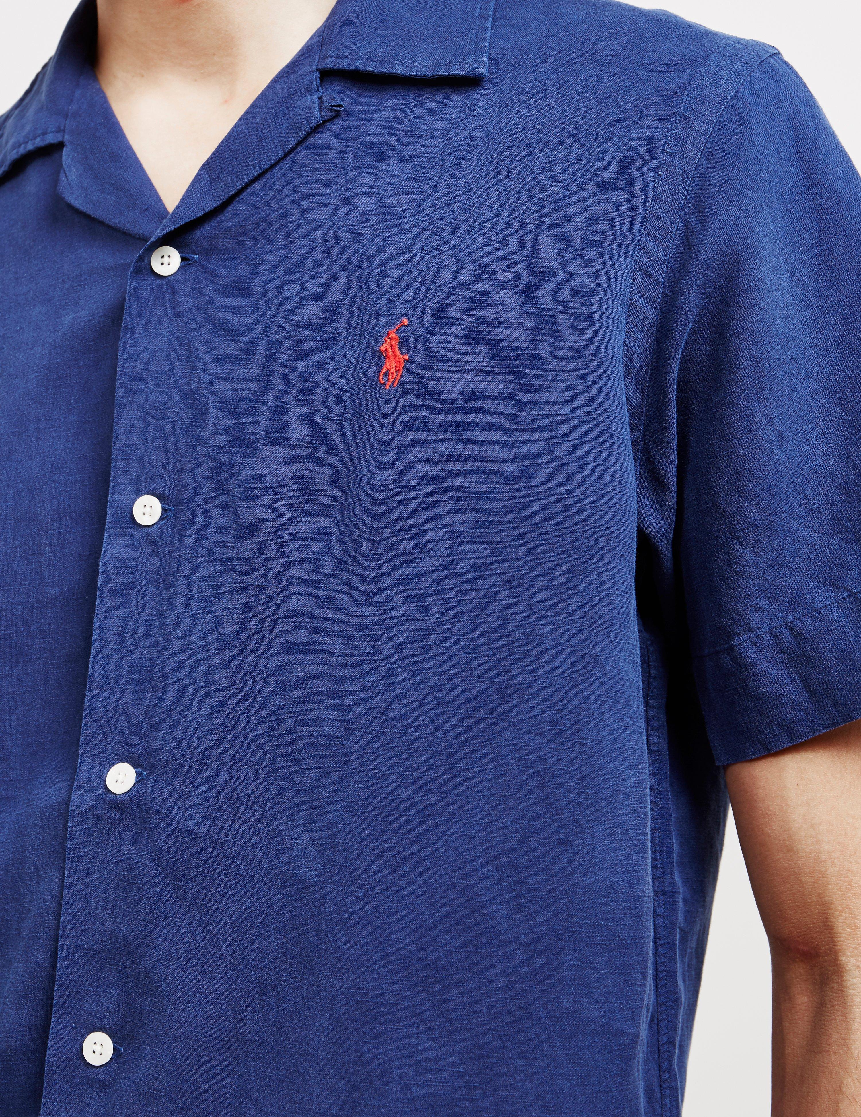 ralph lauren blue short sleeve shirt