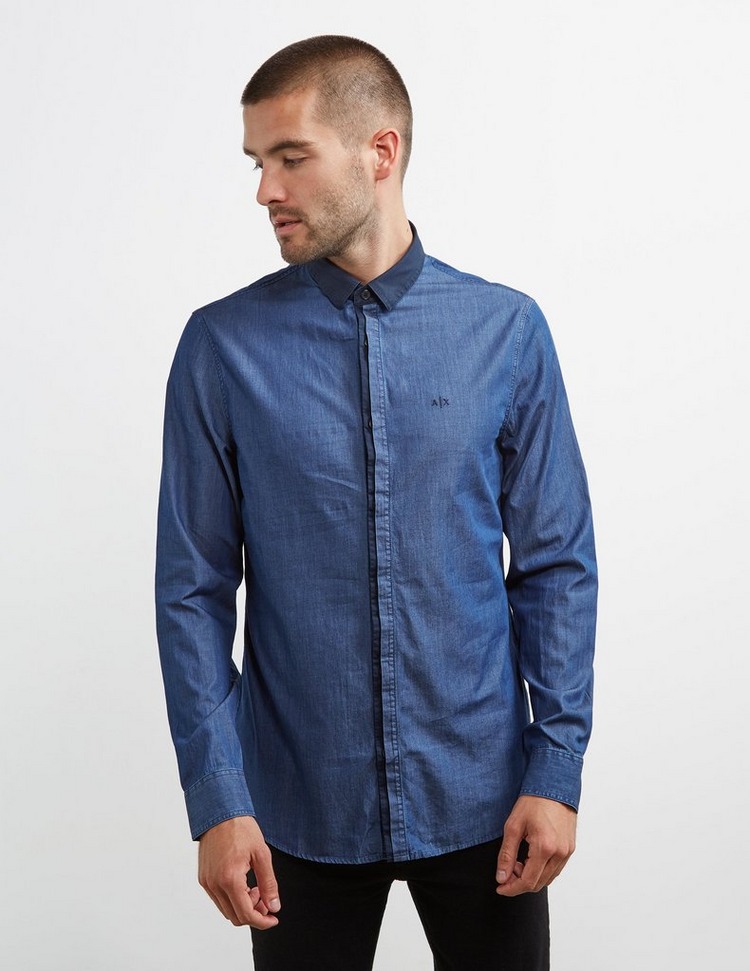 Armani Exchange Indigo Stripe Long Sleeve Shirt | Tessuti