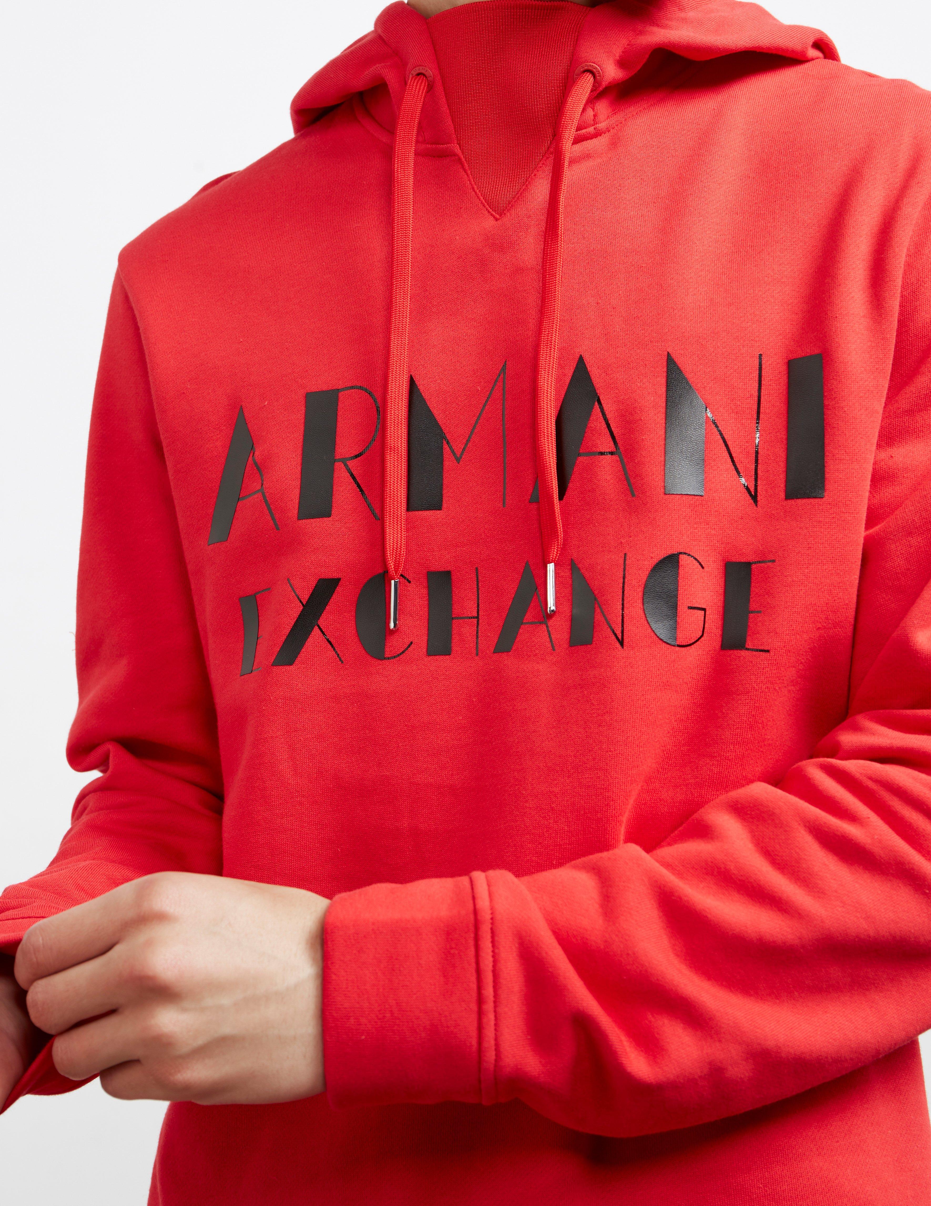 armani exchange red hoodie