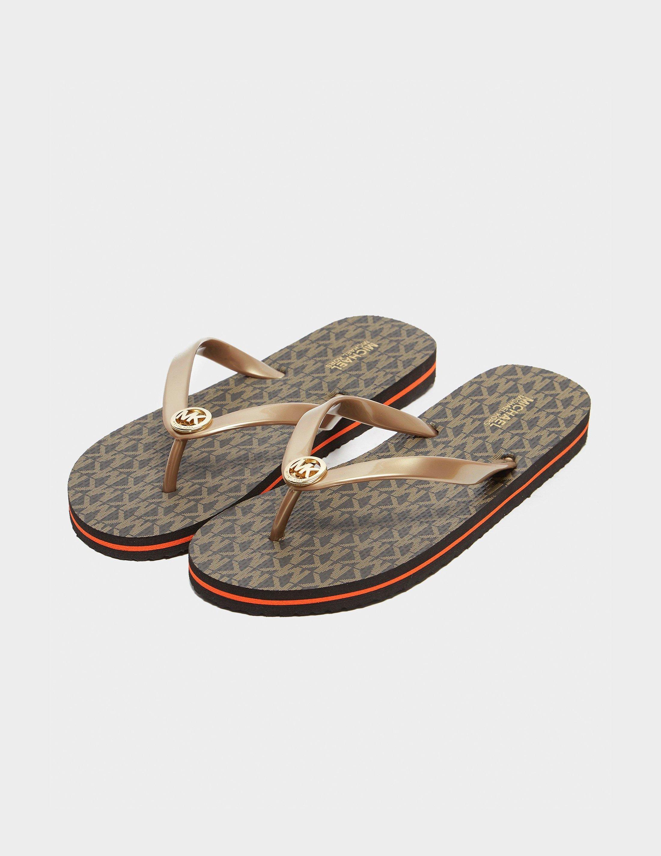 michael kors brown flip flops