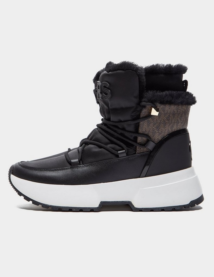 michael michael kors cassia metallic nylon and leather boot