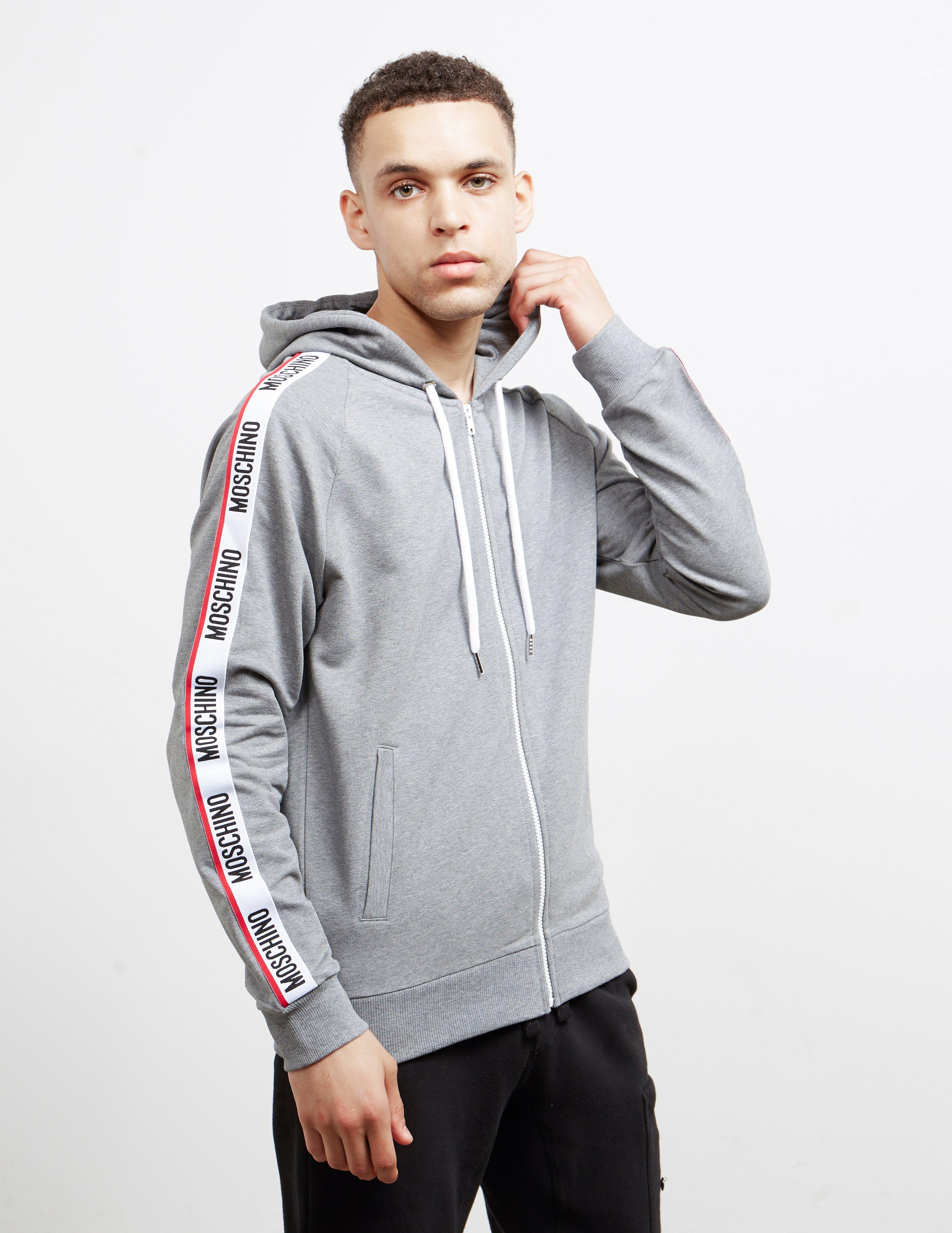 moschino tape hoodie grey