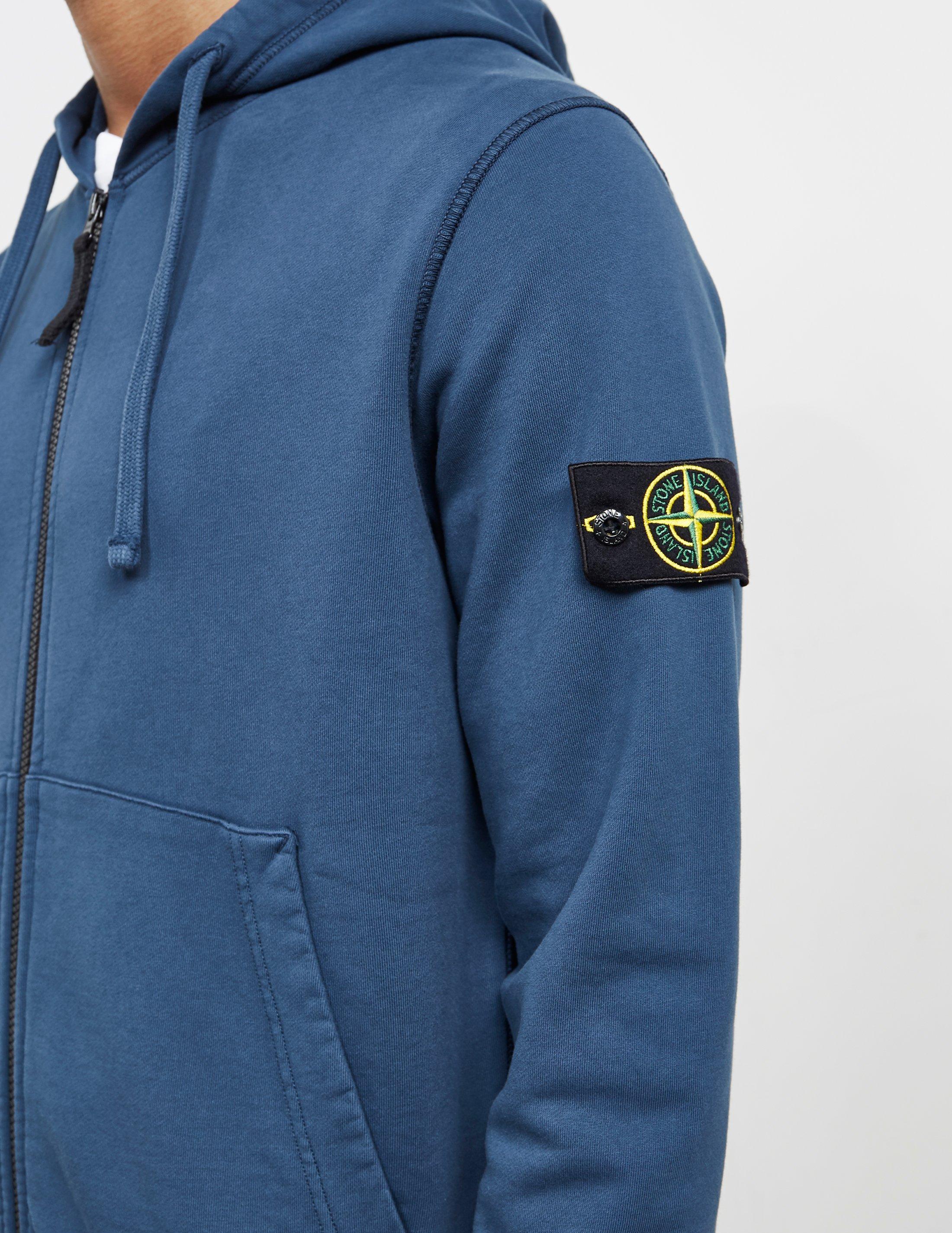 stone island blue zip hoodie