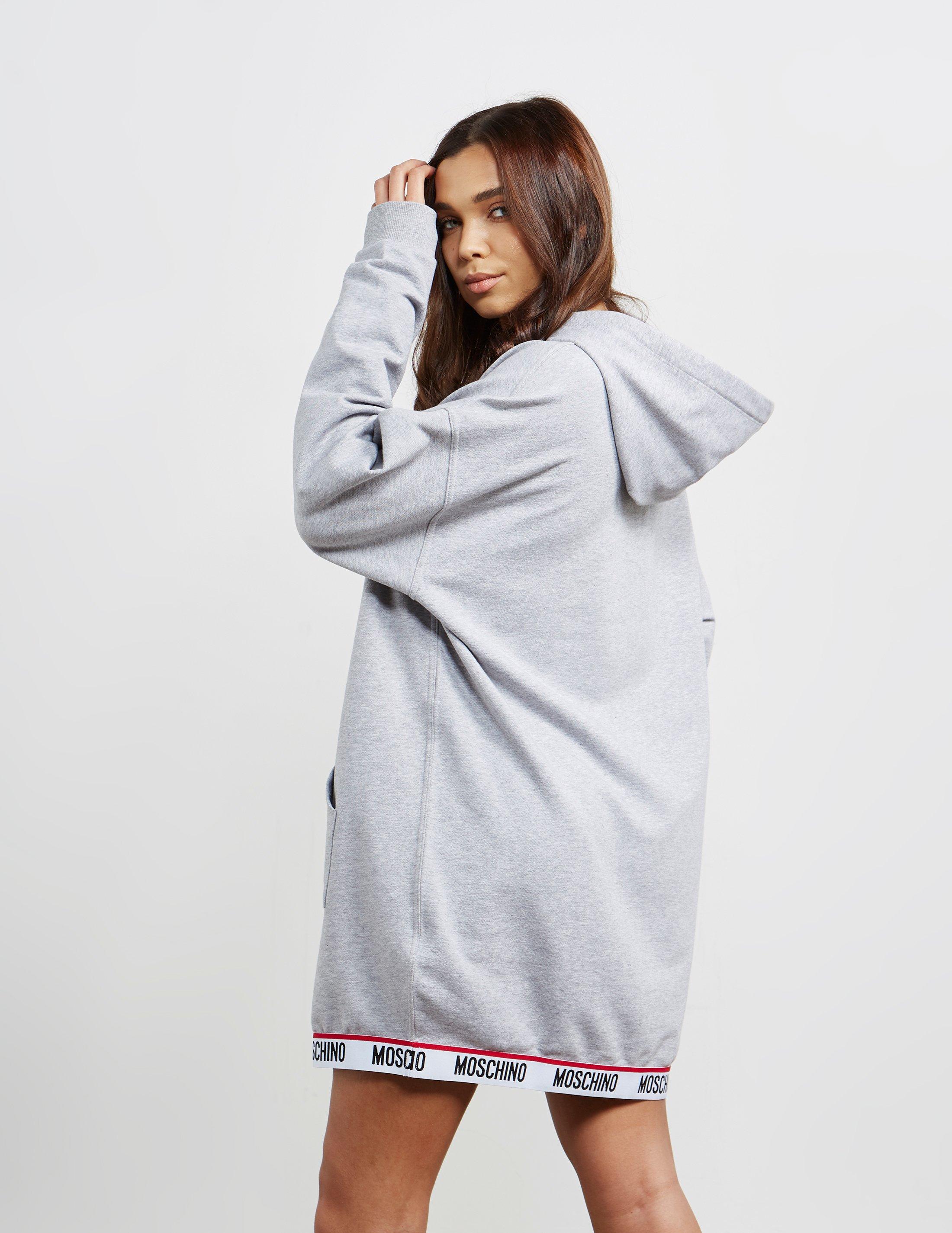 moschino tape hoodie grey