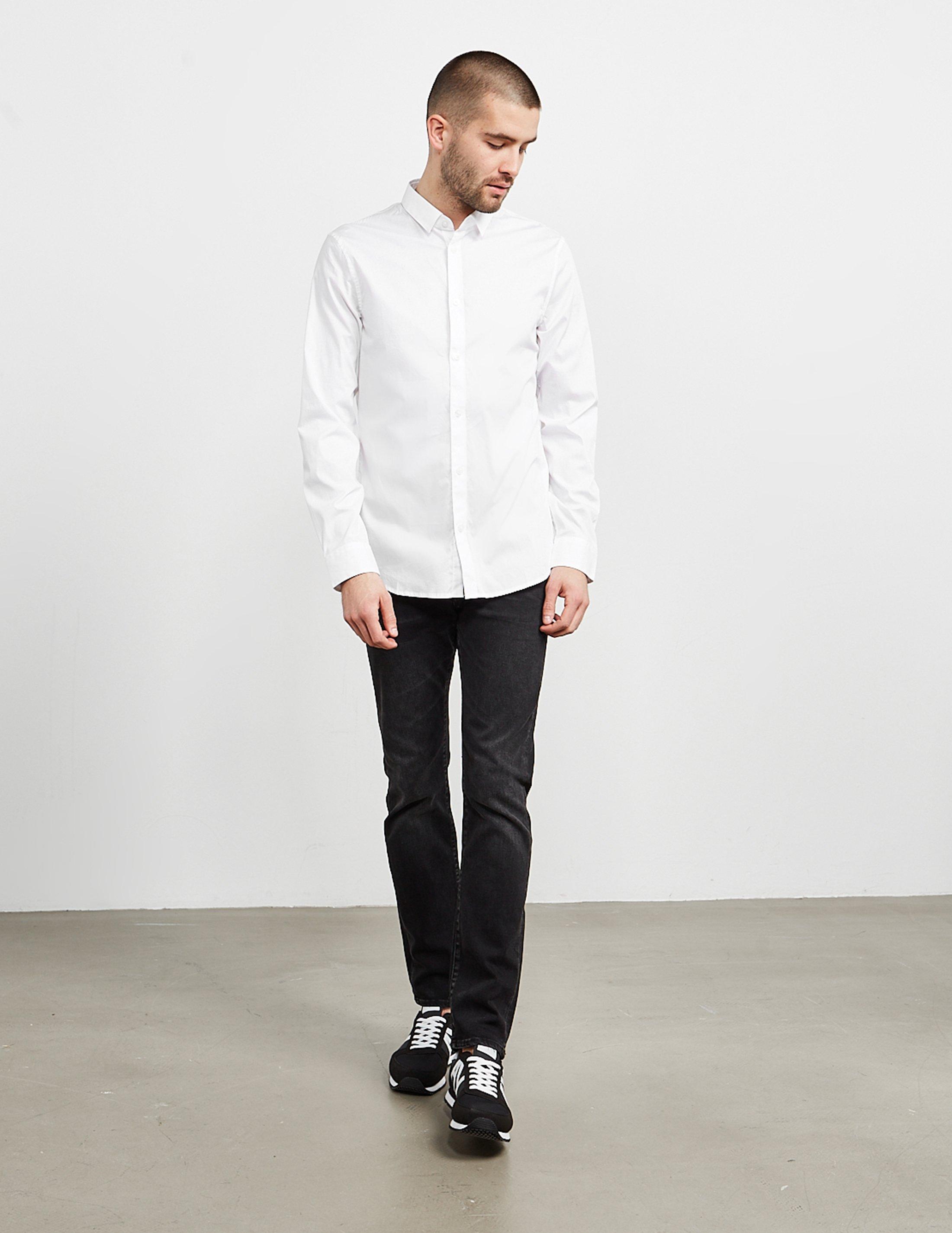 dress shirt and sweatpants