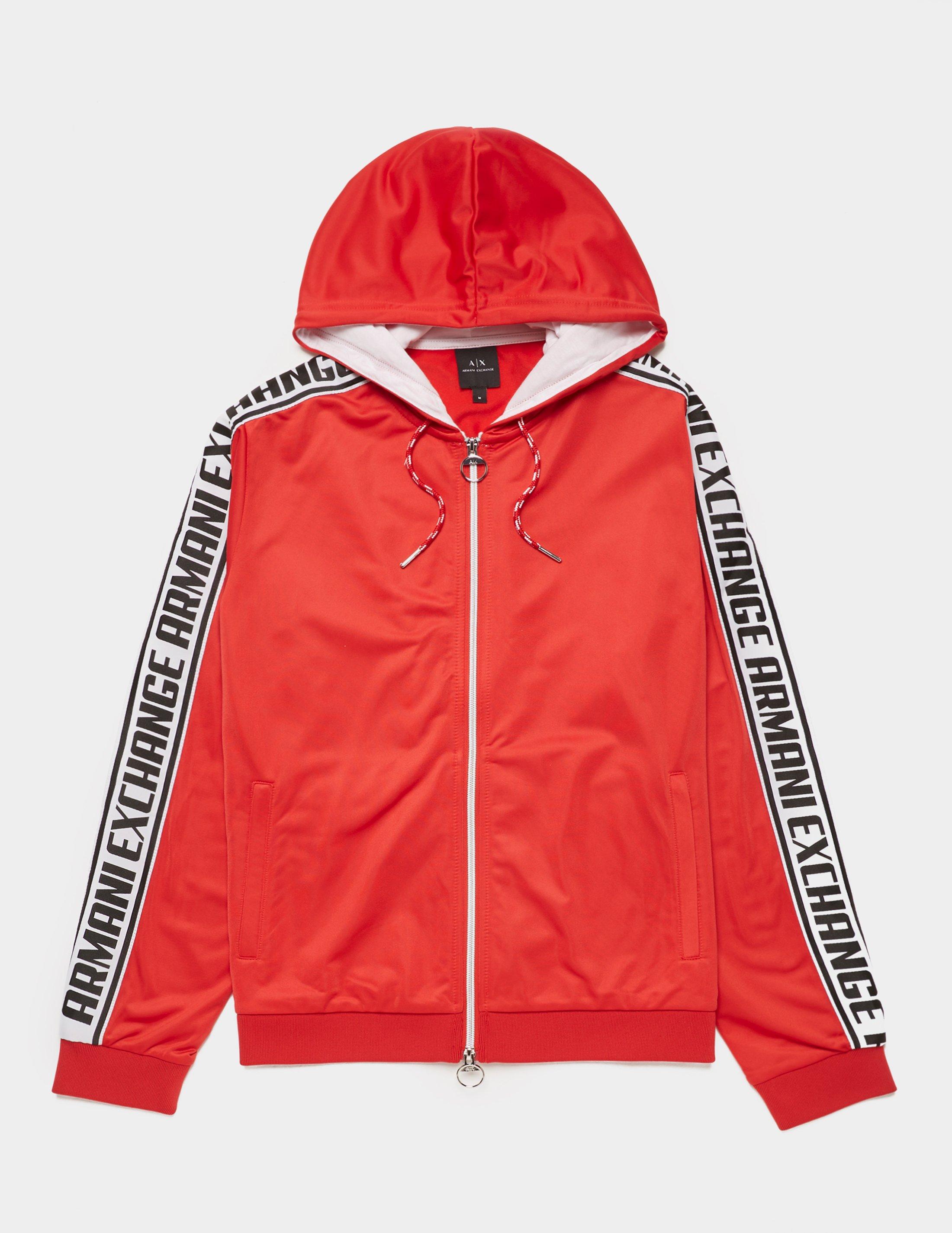 red armani exchange hoodie