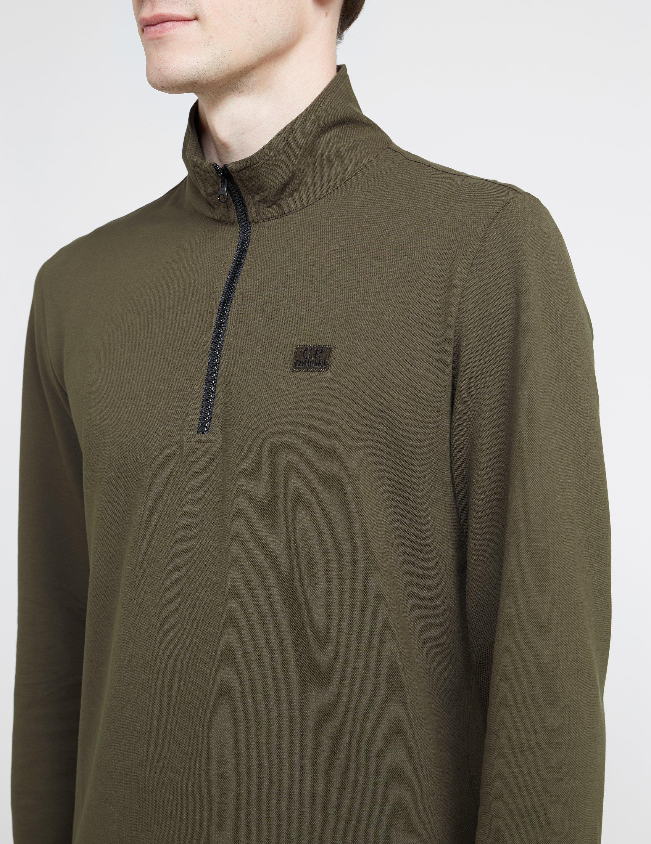 cp company funnel neck polo sweatshirt