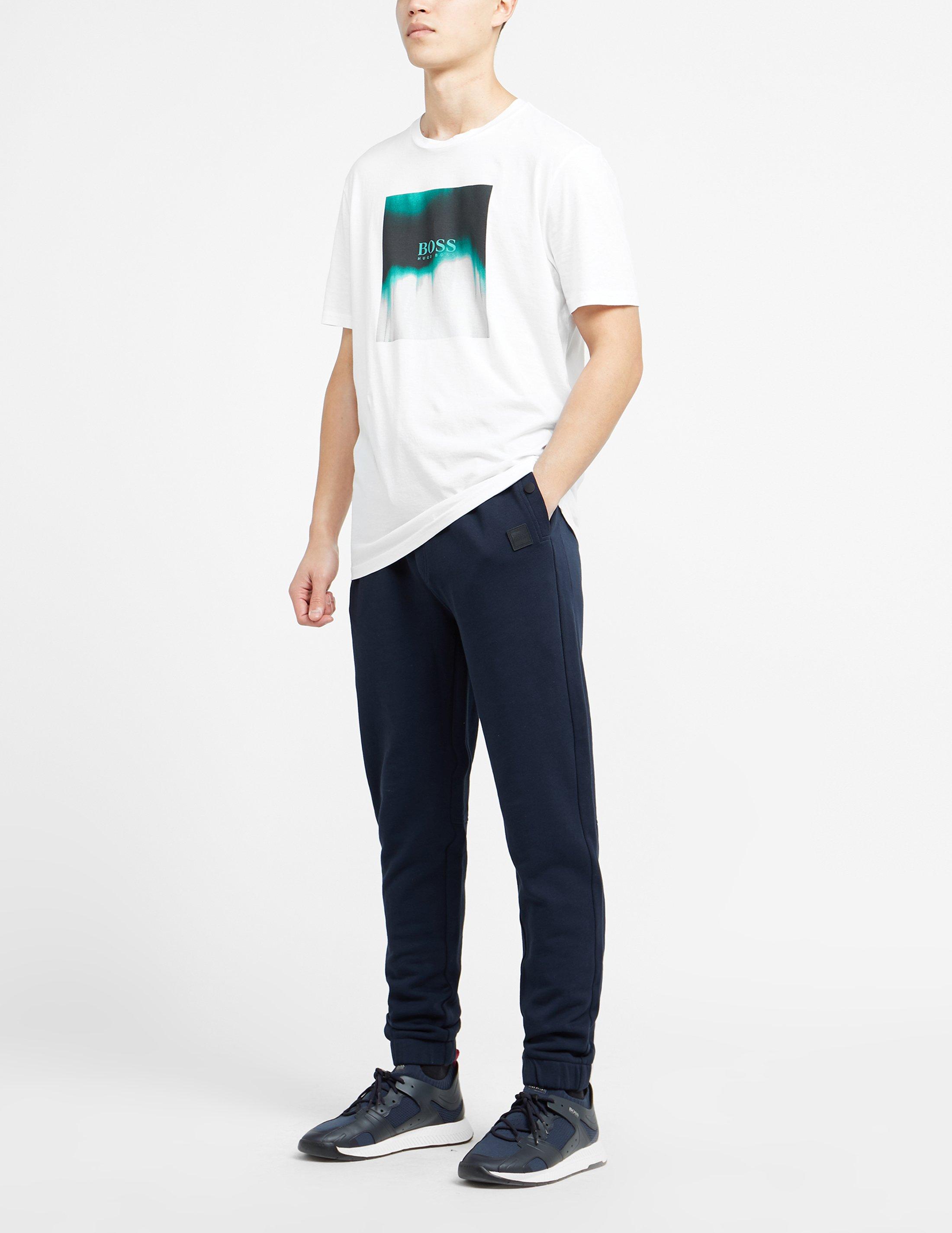 boss logo cuffed fleece pants