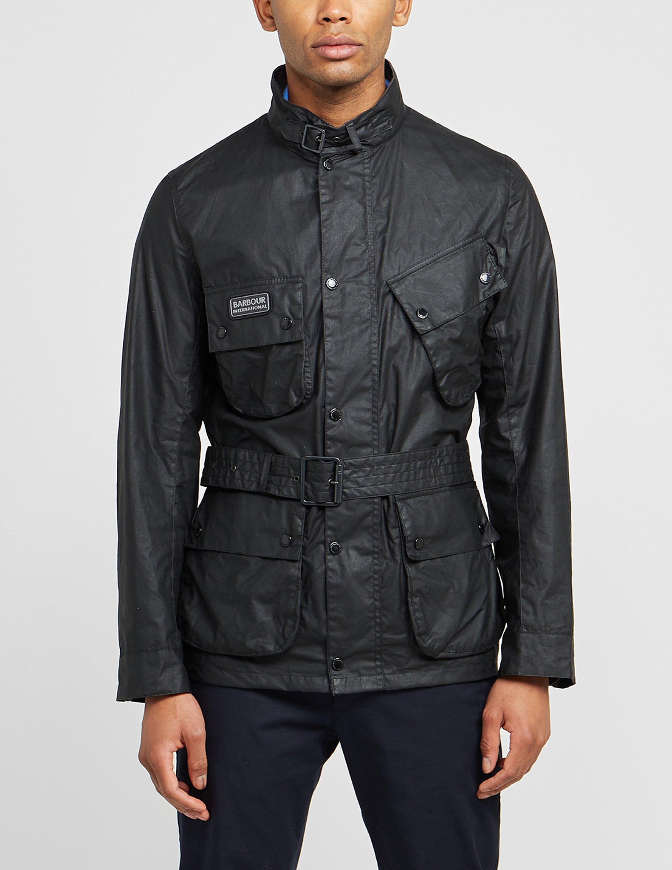 barbour international slim wax jacket