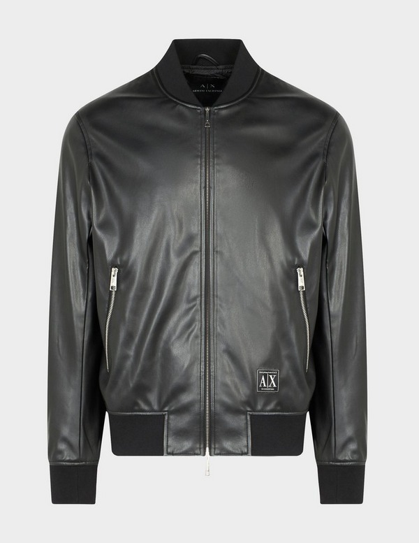 Armani Exchange Faux Leather Bomber Jacket