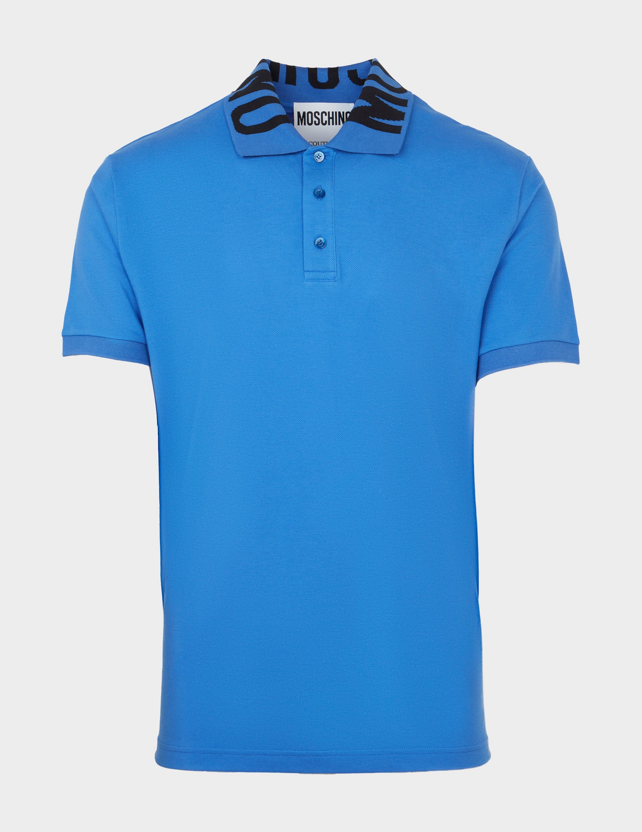 Blue Moschino Text Collar Polo Shirt Tessuti