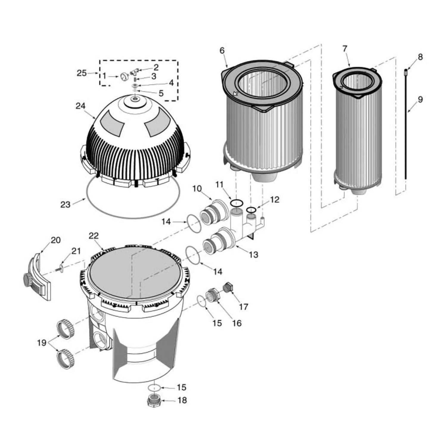 Sta-Rite  System 3 S7M S8M Modular Media Cartridge Filter Parts