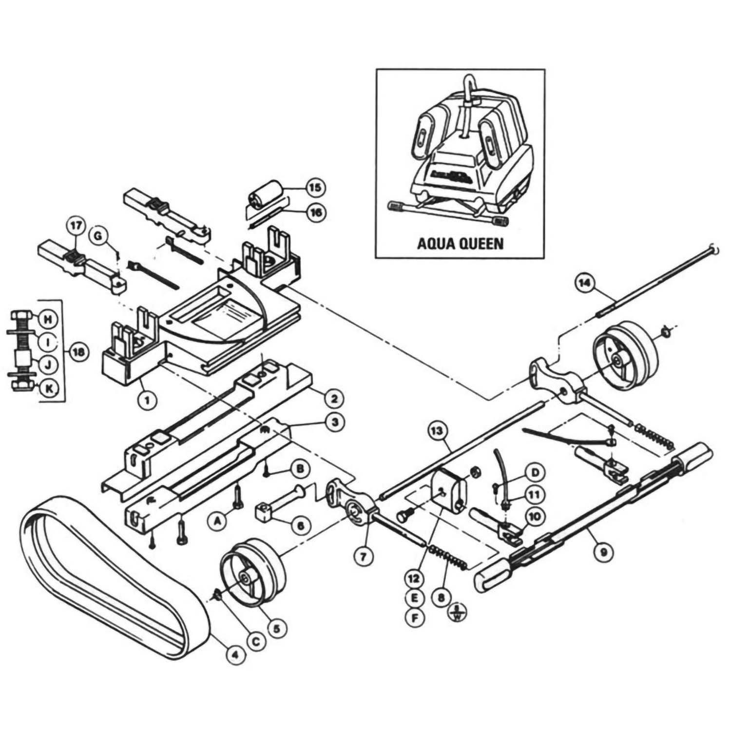 Aqua Vac Queen Base Assemblies Part List