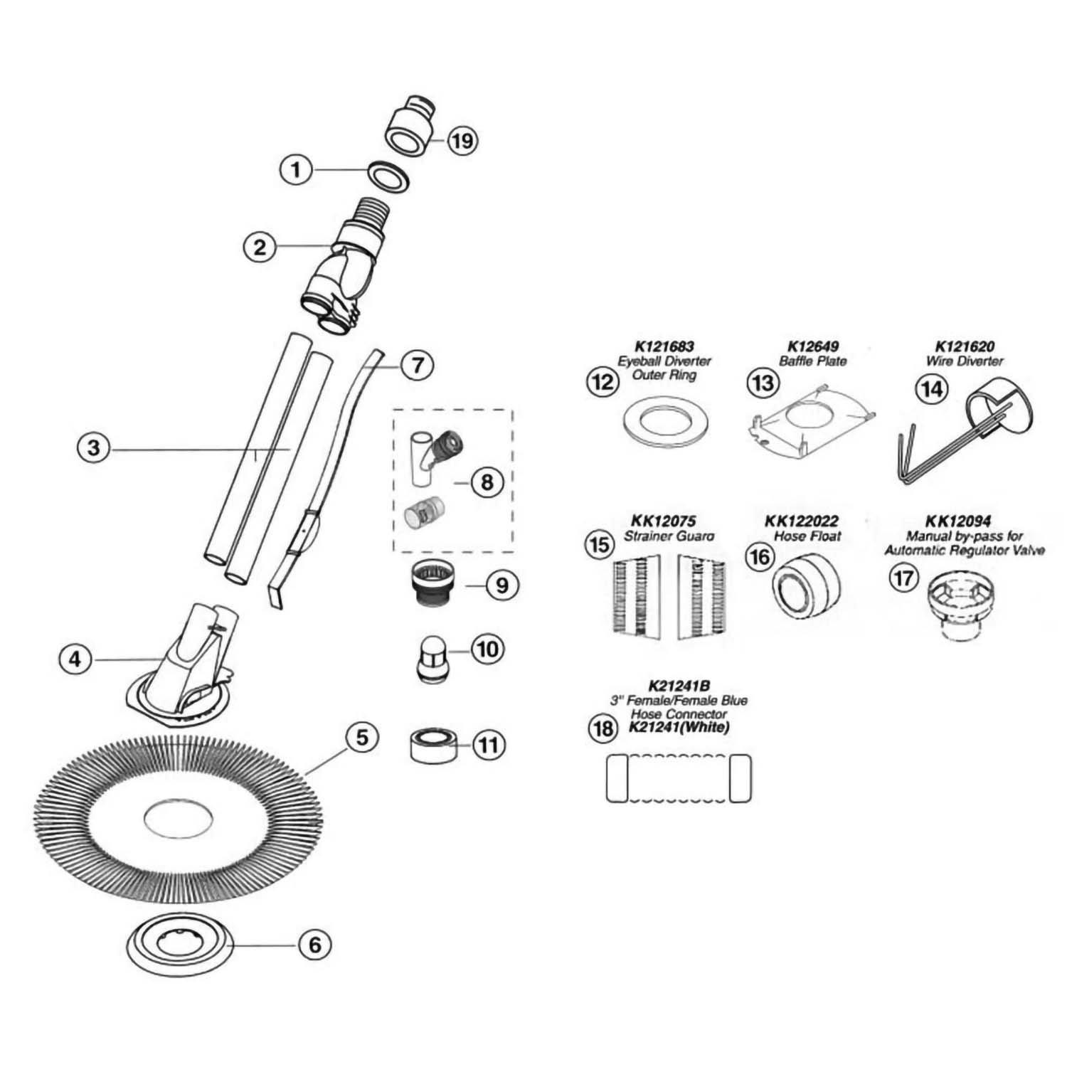 Pentair Kreepy Krauly E-Z Vac Replacement Parts