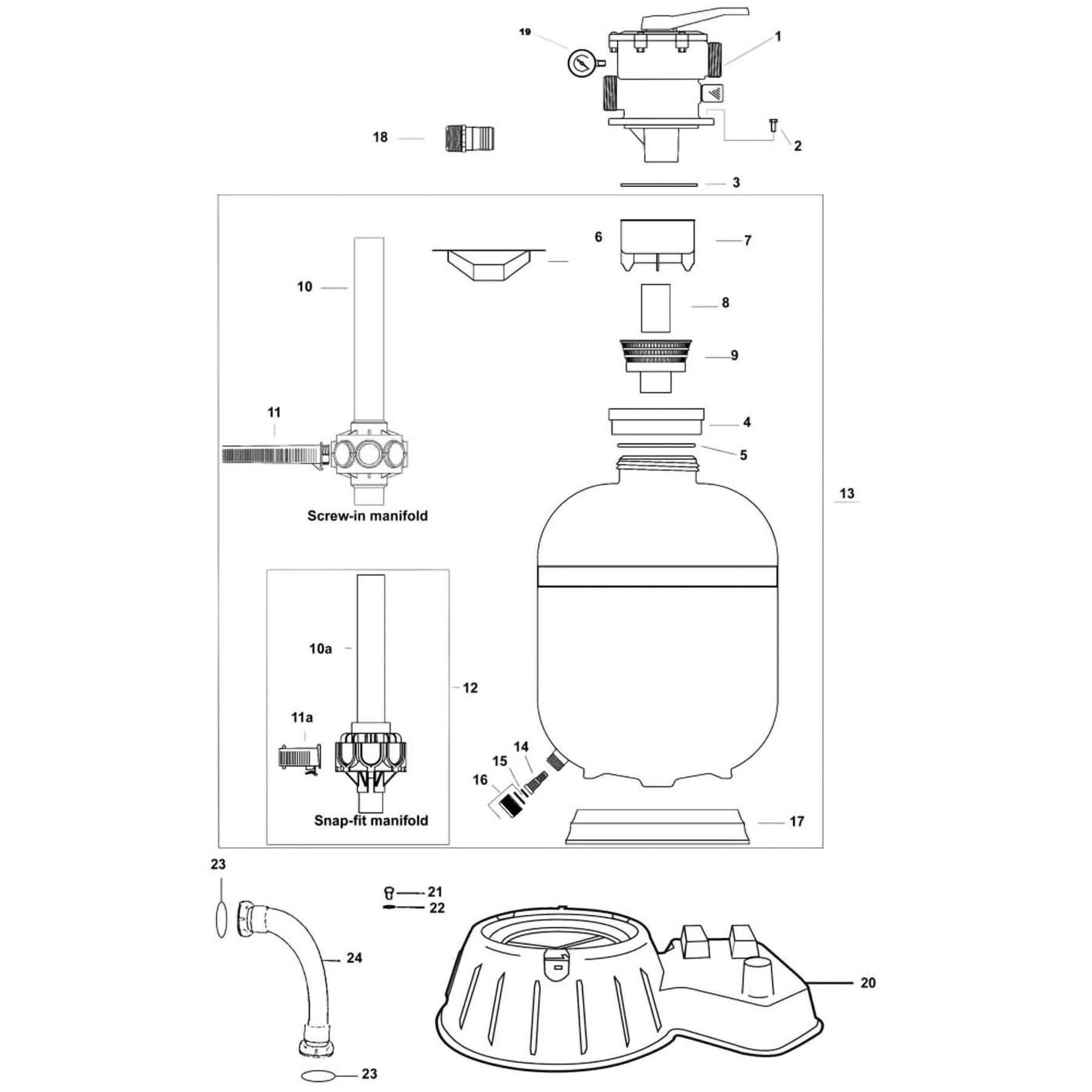 Jacuzzi Laser: 160L, 192L, 225L & 250L Pool Sand Filter Parts