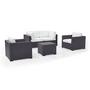Biscayne White 5-Piece Wicker Set with 2 Armchairs, 2 Corner Chairs and Coffee Table