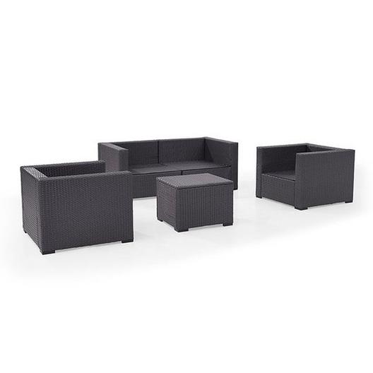 Crosley  Biscayne Mist 5-Piece Wicker Set with 2 Armchairs 2 Corner Chairs and Coffee Table