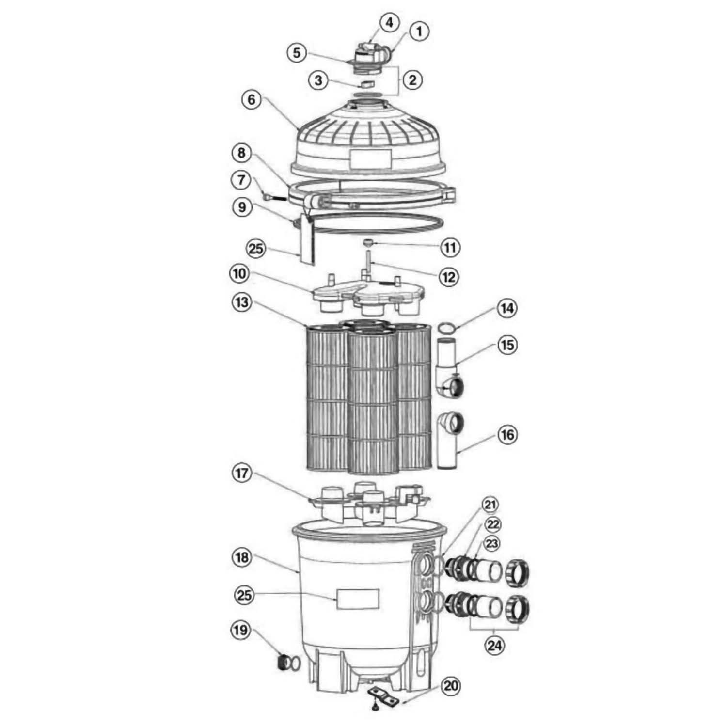 Hayward HCF7030C Commercial Pool Cartridge Filter Parts