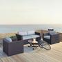 Biscayne Mocha 5-Piece Wicker Set with 2 Armchairs, 2 Corner Chairs and Fire Pit