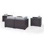Biscayne 5-Piece Wicker Set with 2 Armchairs, 2 Corner Chairs and Fire Pit