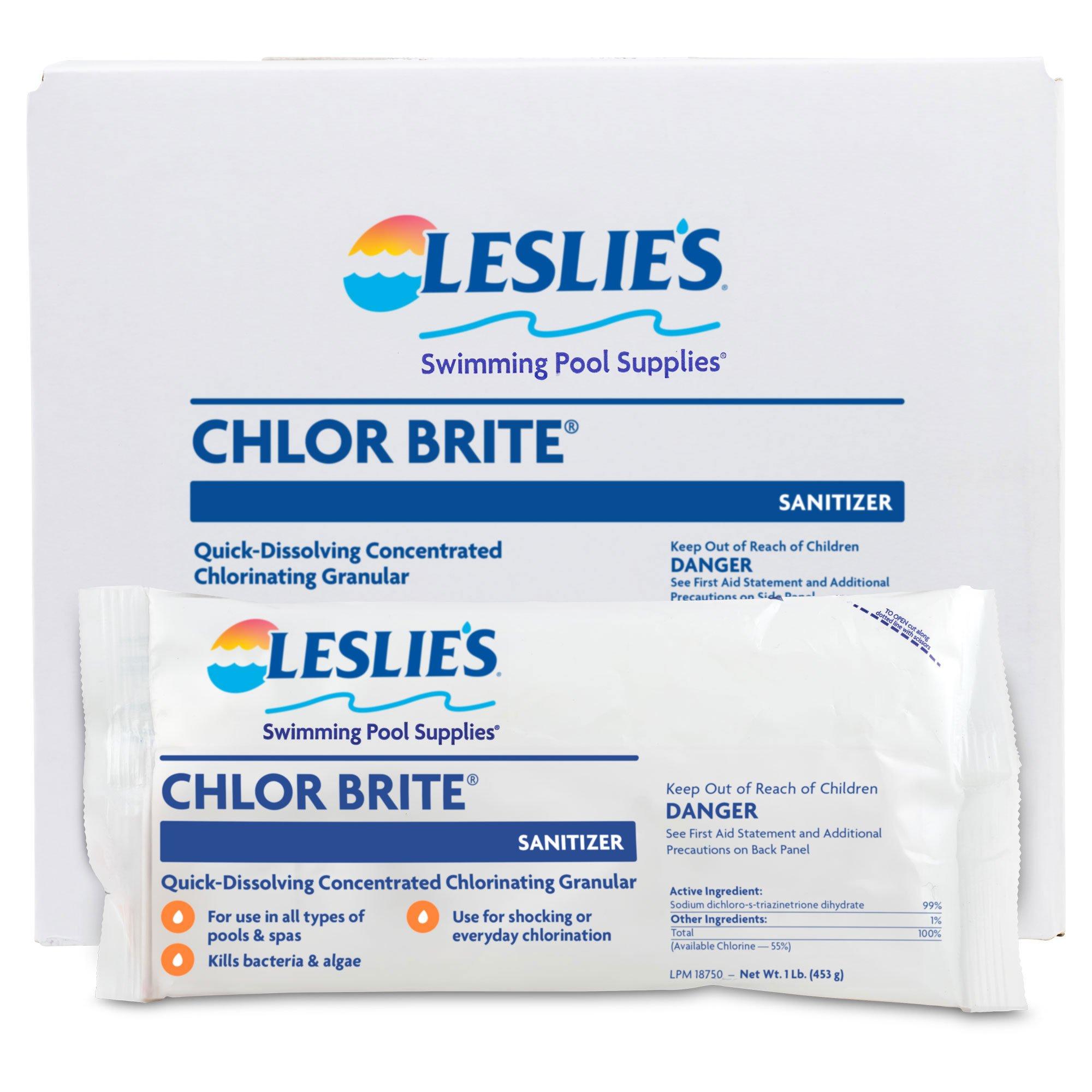 Leslie's  Chlor Brite Sodium Dichlor Granular Chlorine Pool Shock 1 lb Bags 12-Pack