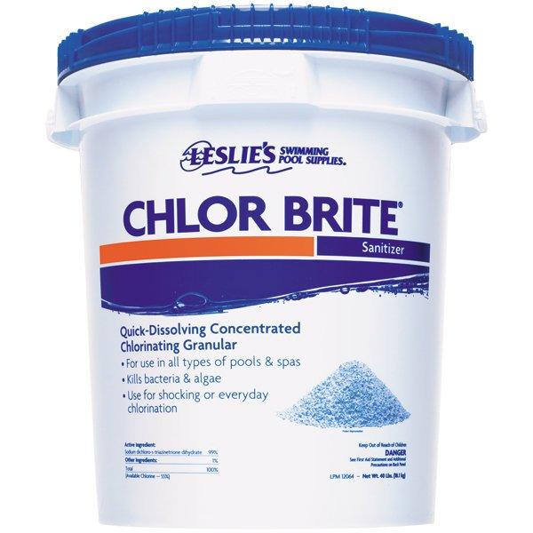 Leslie's Chlor Brite Sodium Dichlor Granular Chlorine Pool Shock 25 lbs ...
