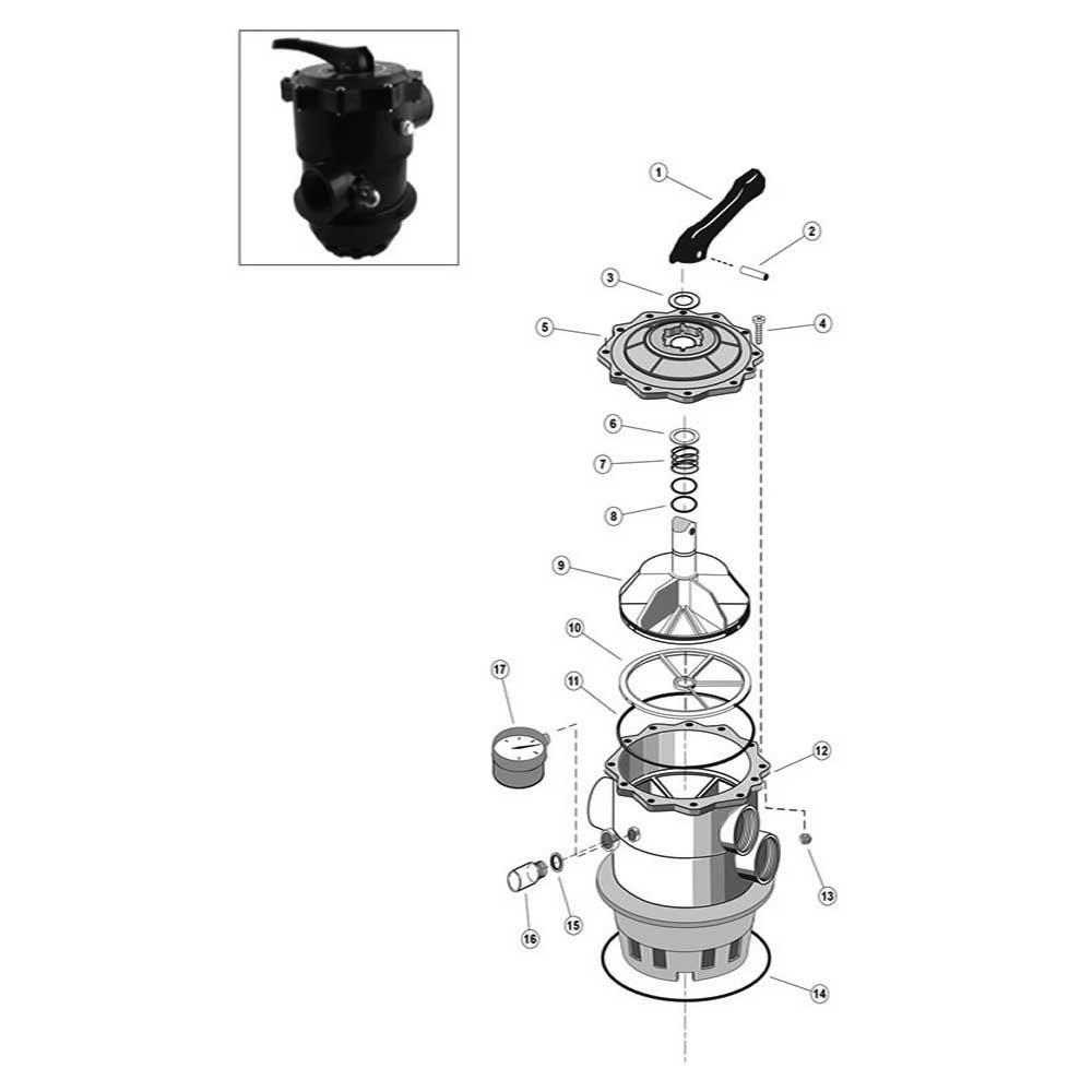 Sta-Rite Multiport Backwash Valve 2 Multi-Port Top Mount 14971-TM-22-L Part List