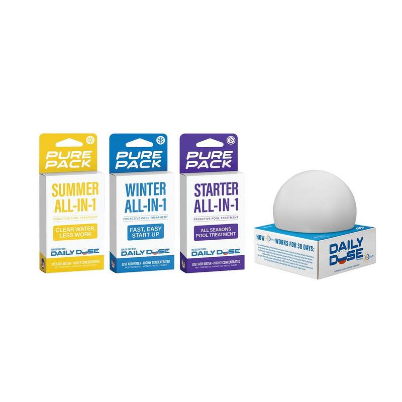 the daily dose bundle featuring a chemical dispenser and three different chemical packs