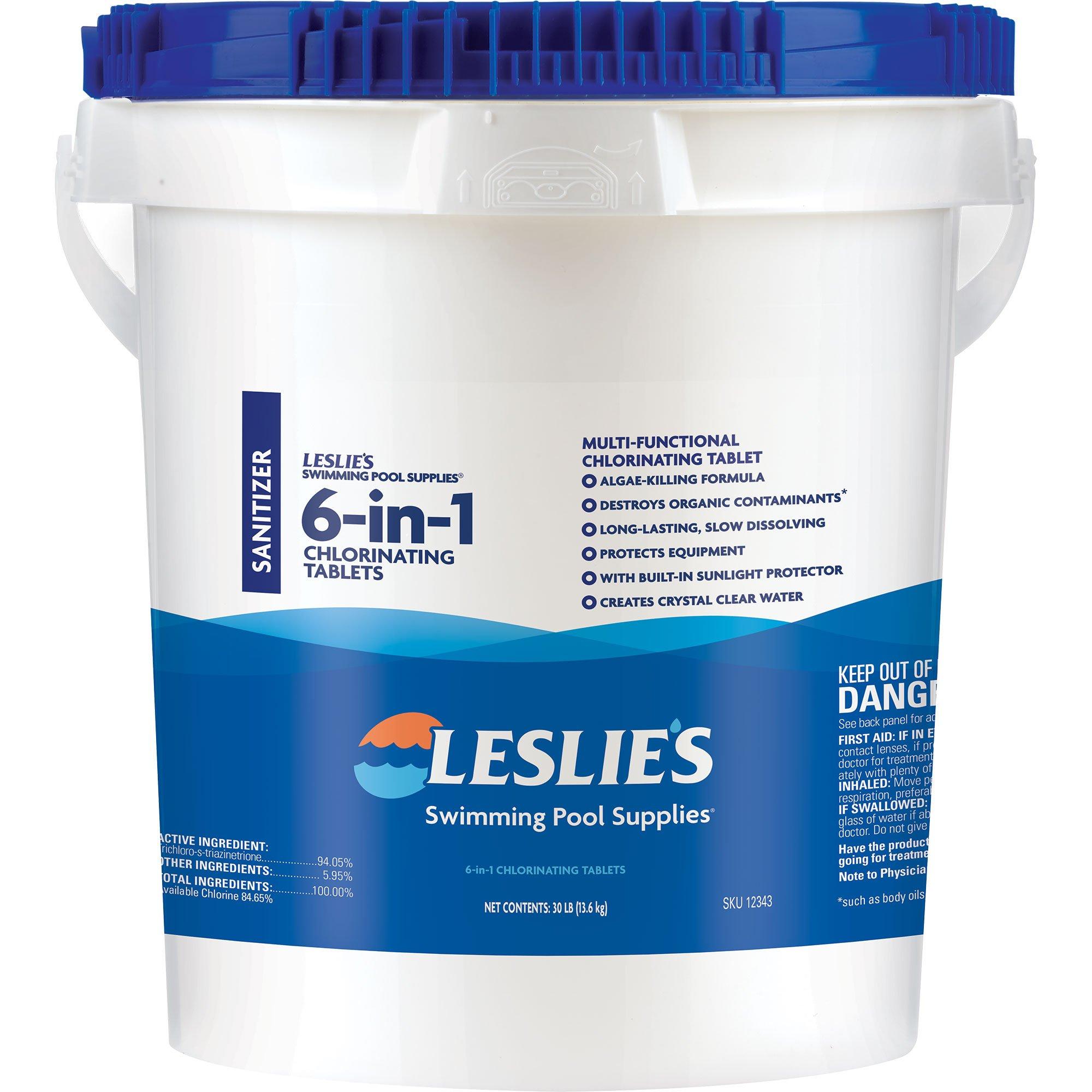 Leslie's 6-in-1 Chlorine Pool Tabs - 30 lbs Bucket