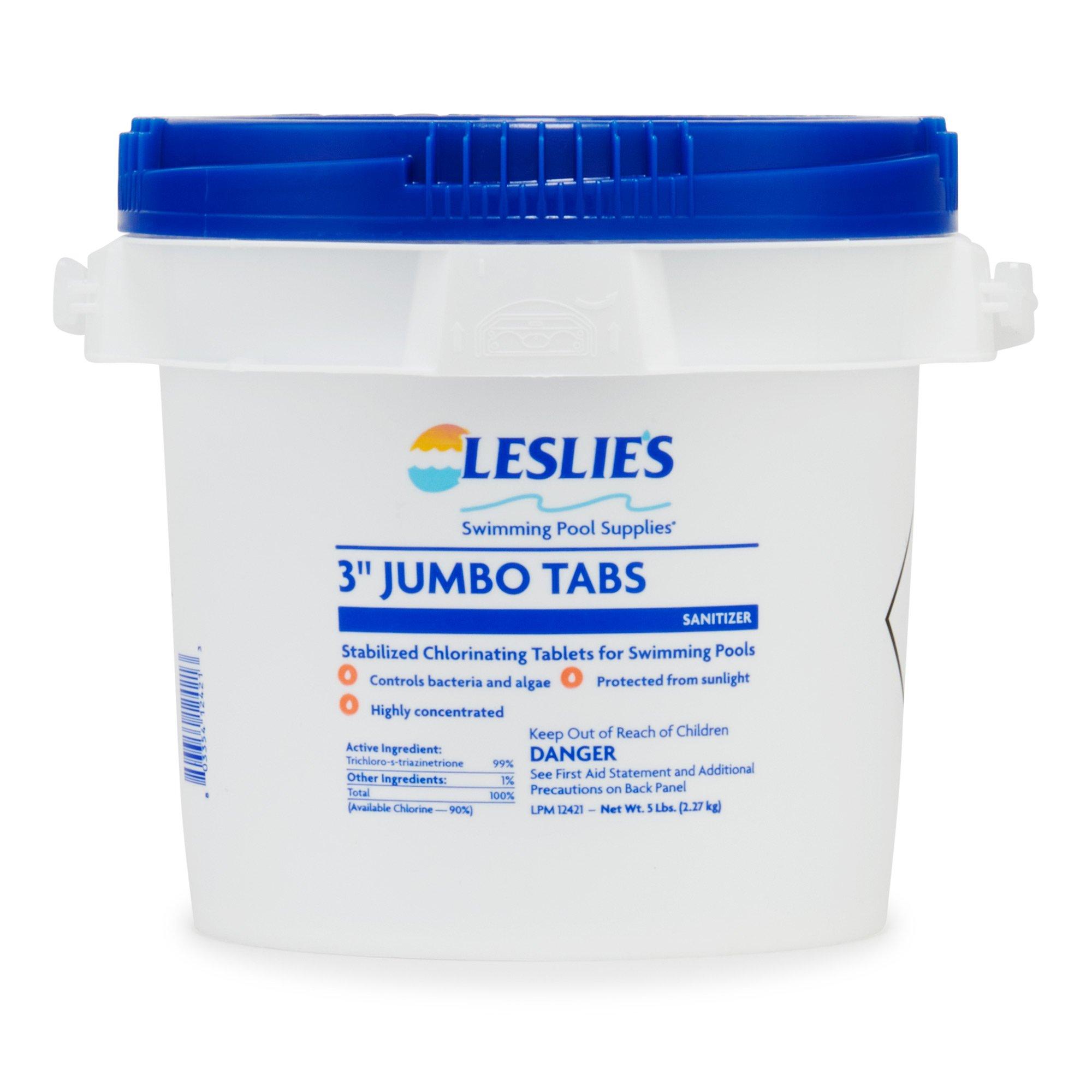 Leslie's 3 inch Jumbo Tabs 5 lb Stabilized Chlorine bucket product image