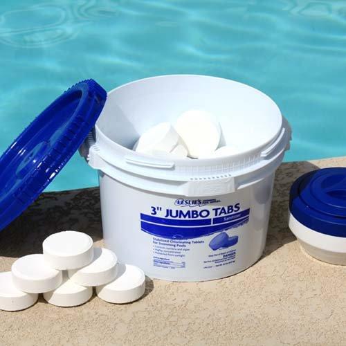 Leslies 3 Inch Jumbo Chlorine Pool Tabs 35 Lbs Bucket Leslies Pool