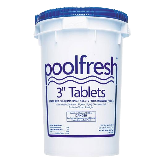 an image of poolfresh 3 inch chlorine tablets