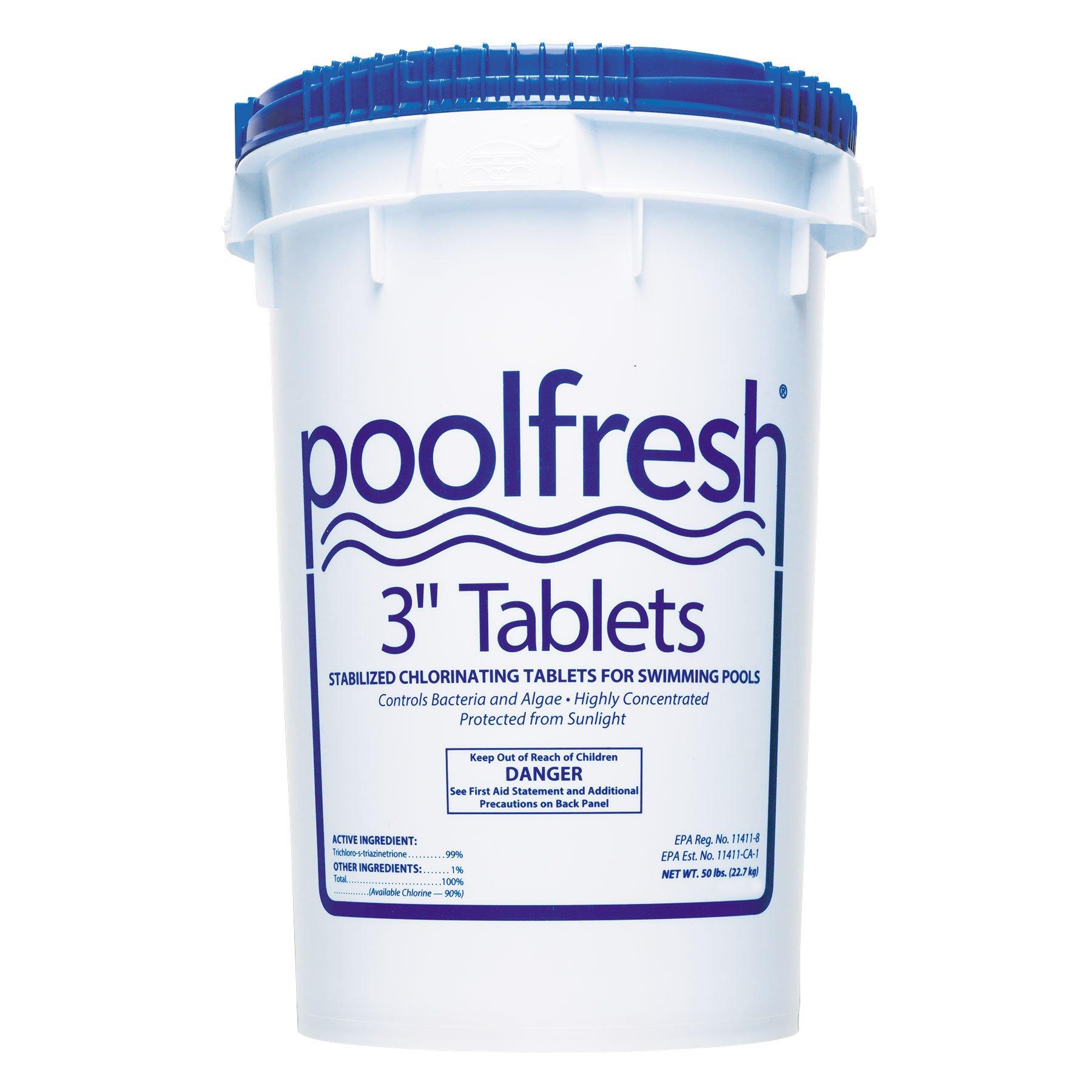 Pool Fresh 3 Inch Pool Chlorine Tablets 50 lb Bucket Leslie's Pool